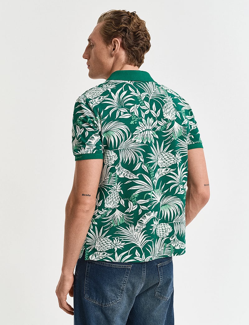 GANT - PRINTED SS POLO - krótki rękaw - deep green - 2