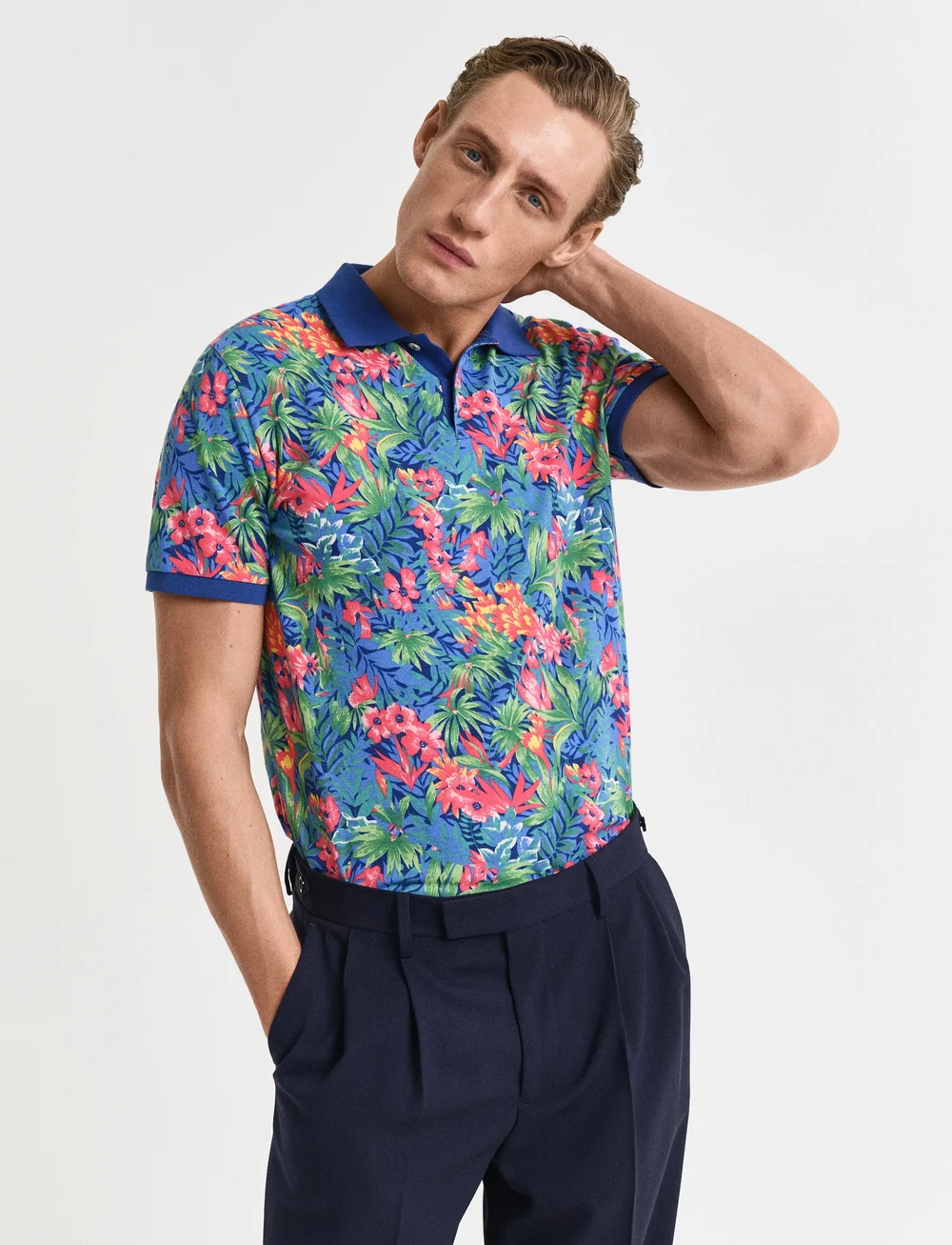 GANT - PRINTED SS POLO - kortærmede poloer - deep cobalt - 0