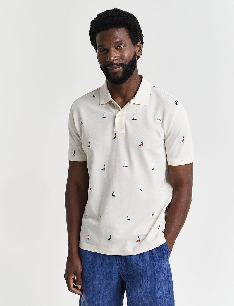 GANT - EMBROIDERED GRAPHIC POLO - kortærmede poloer - cream - 0