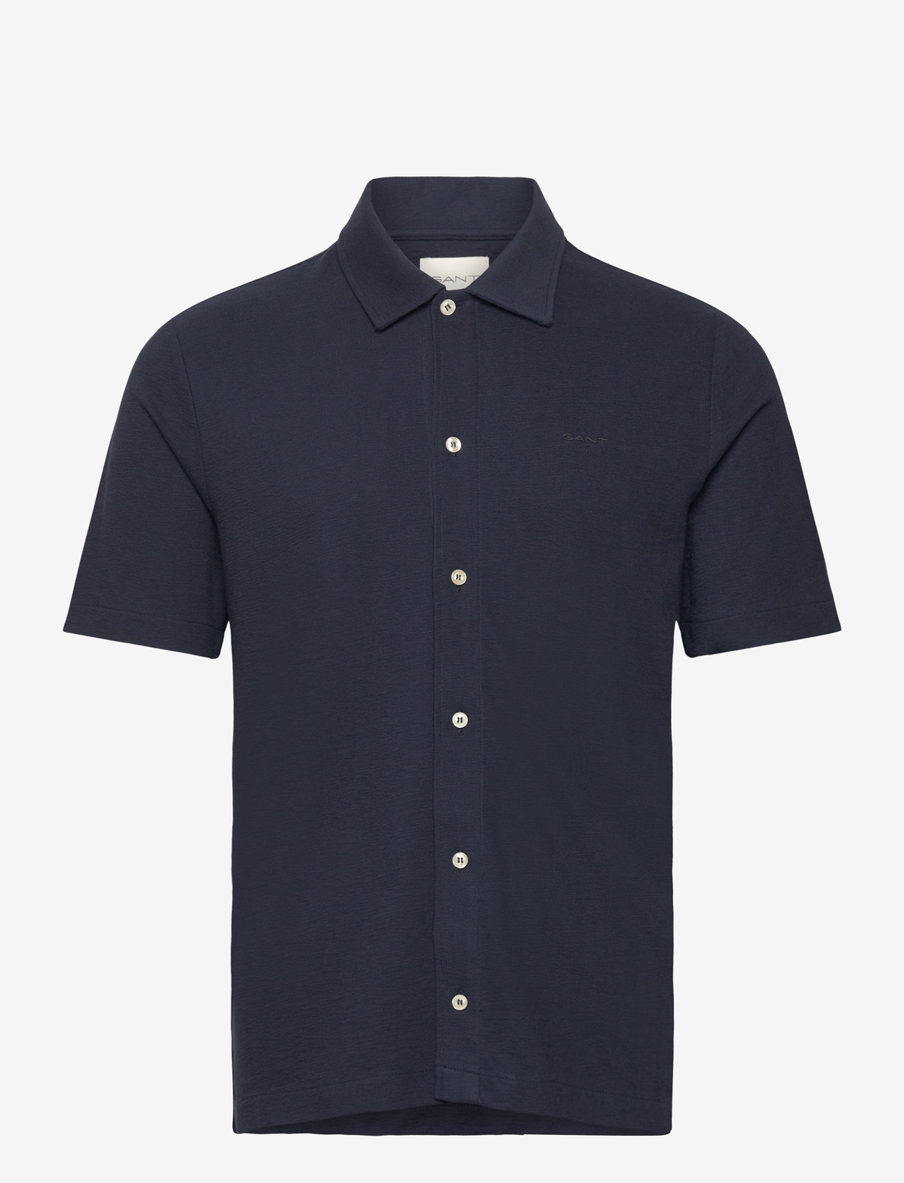 GANT - TEXTURED SS SHIRT - kortærmede skjorter - evening blue - 0