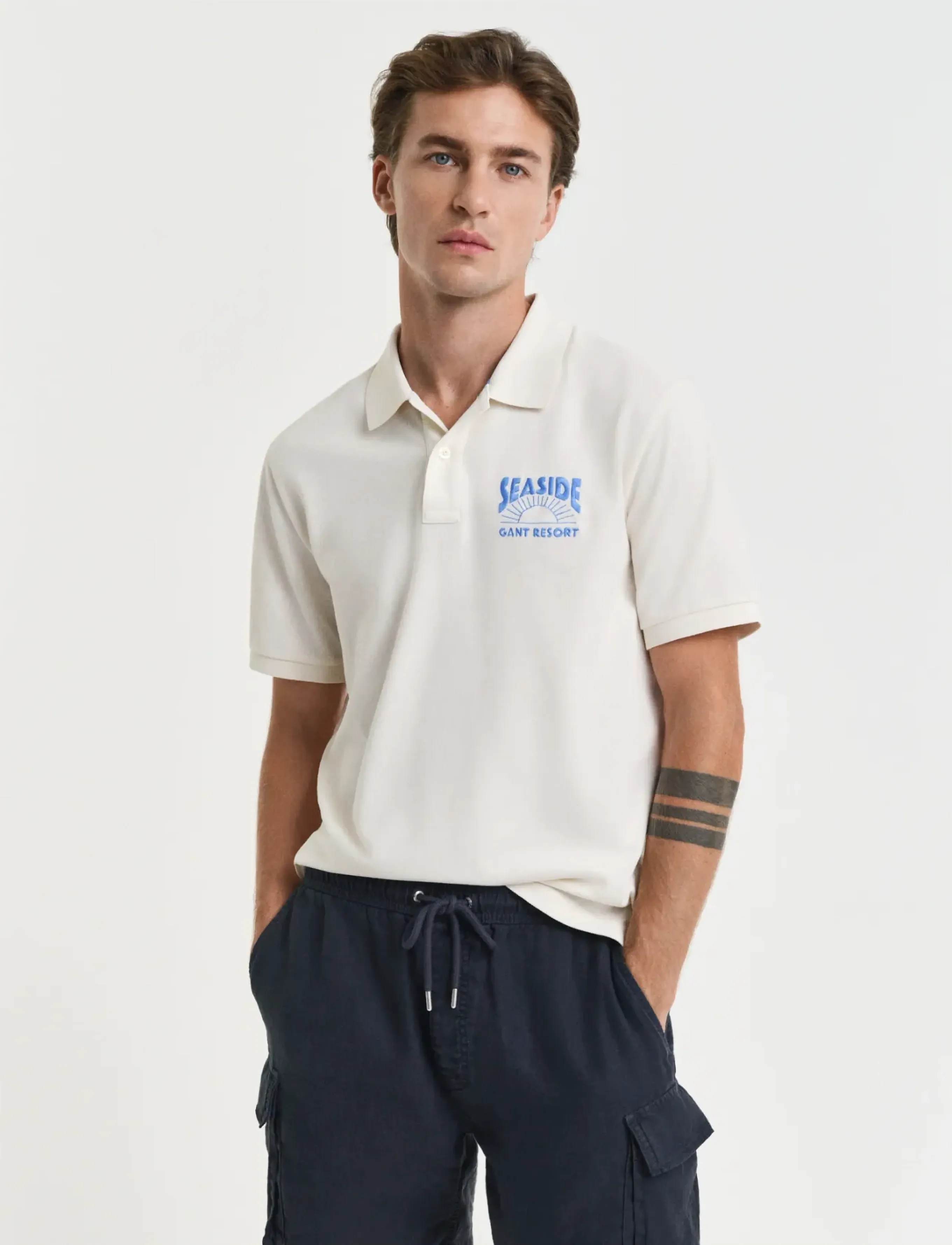 Gant Graphic Ss Polo, X3XL, Polos, Weiß - Short-sleeved, Männerswear