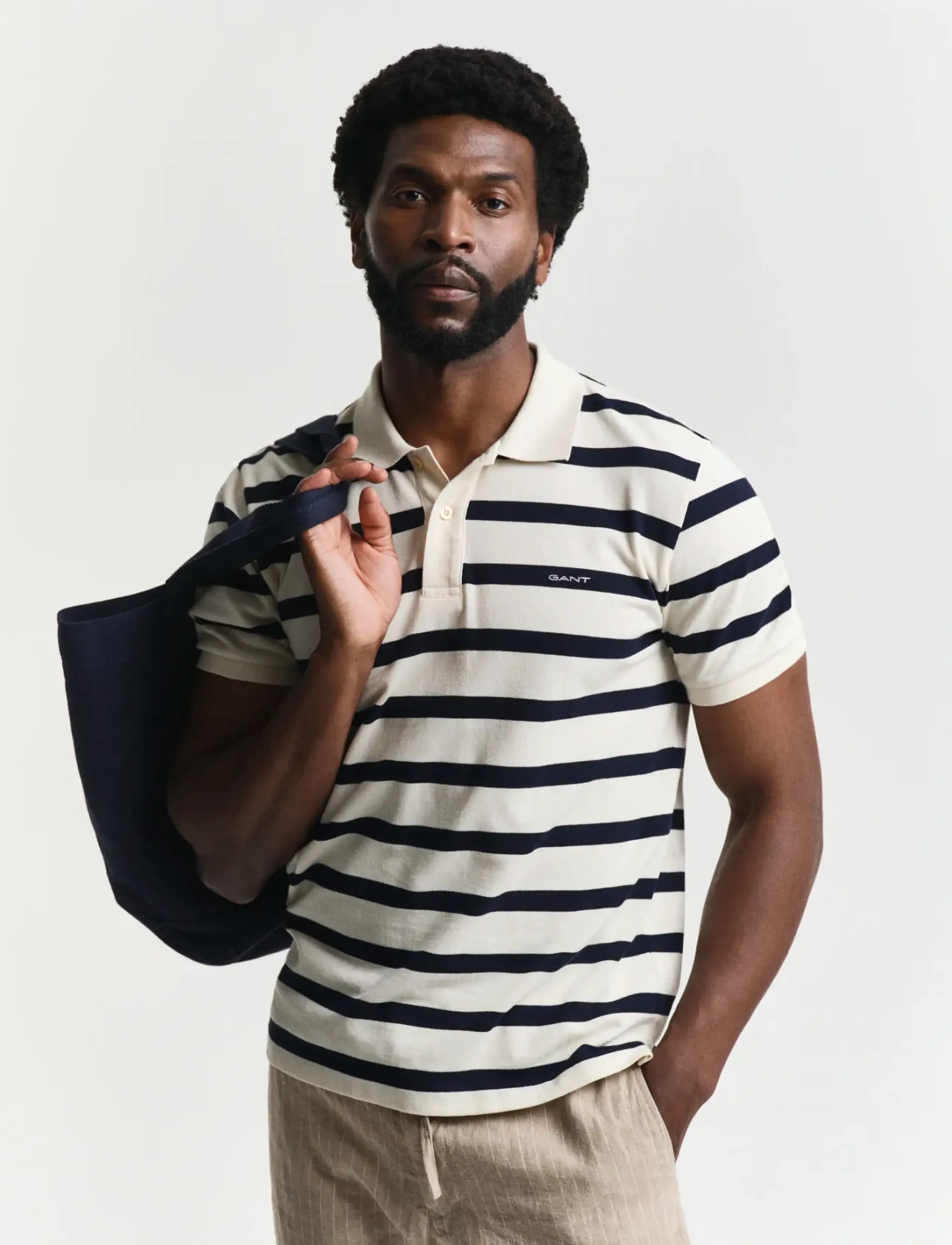 Gant STRIPED POLO - Winter deals - CREAM / beige