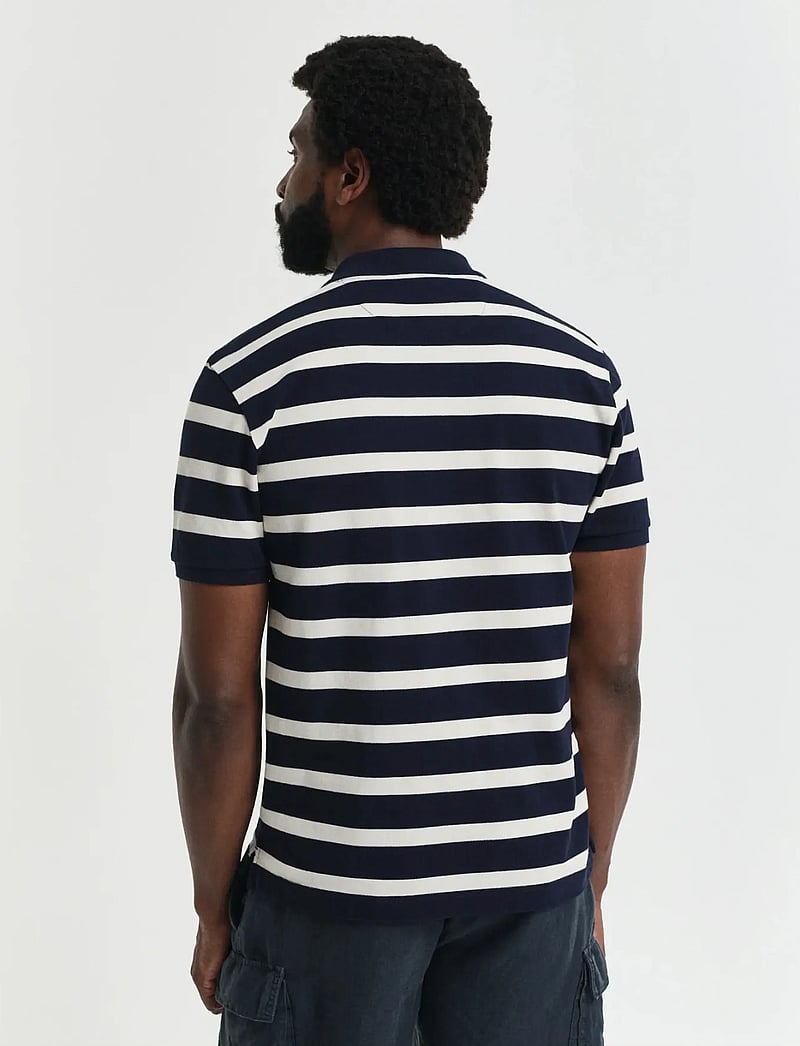 GANT - STRIPED POLO - lühikeste varrukatega polod - evening blue - 3
