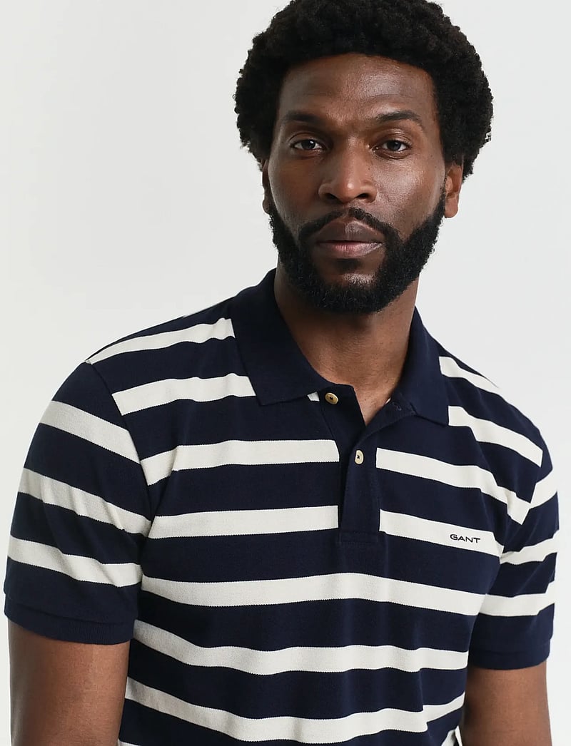 GANT - STRIPED POLO - lühikeste varrukatega polod - evening blue - 4