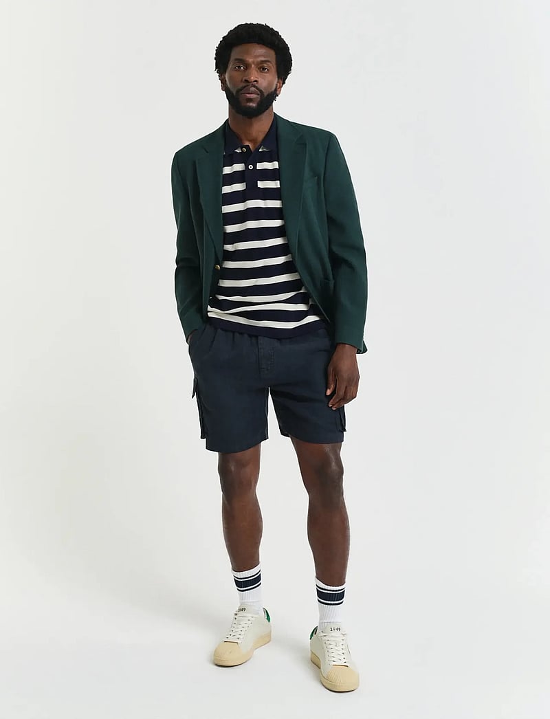 GANT - STRIPED POLO - lühikeste varrukatega polod - evening blue - 5