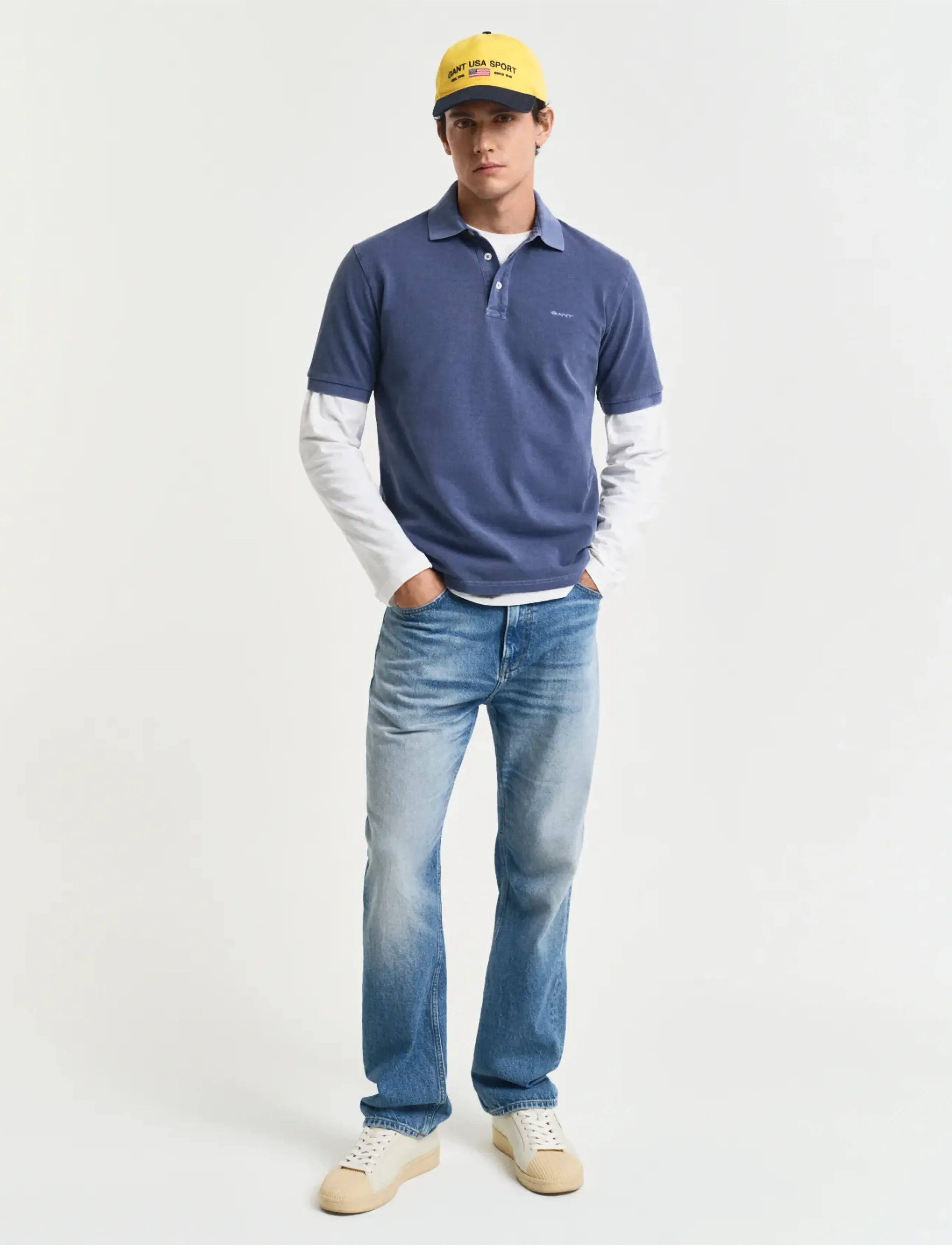Gant - SUNFADED SS POLO - kortærmede poloer - dusty navy - 5