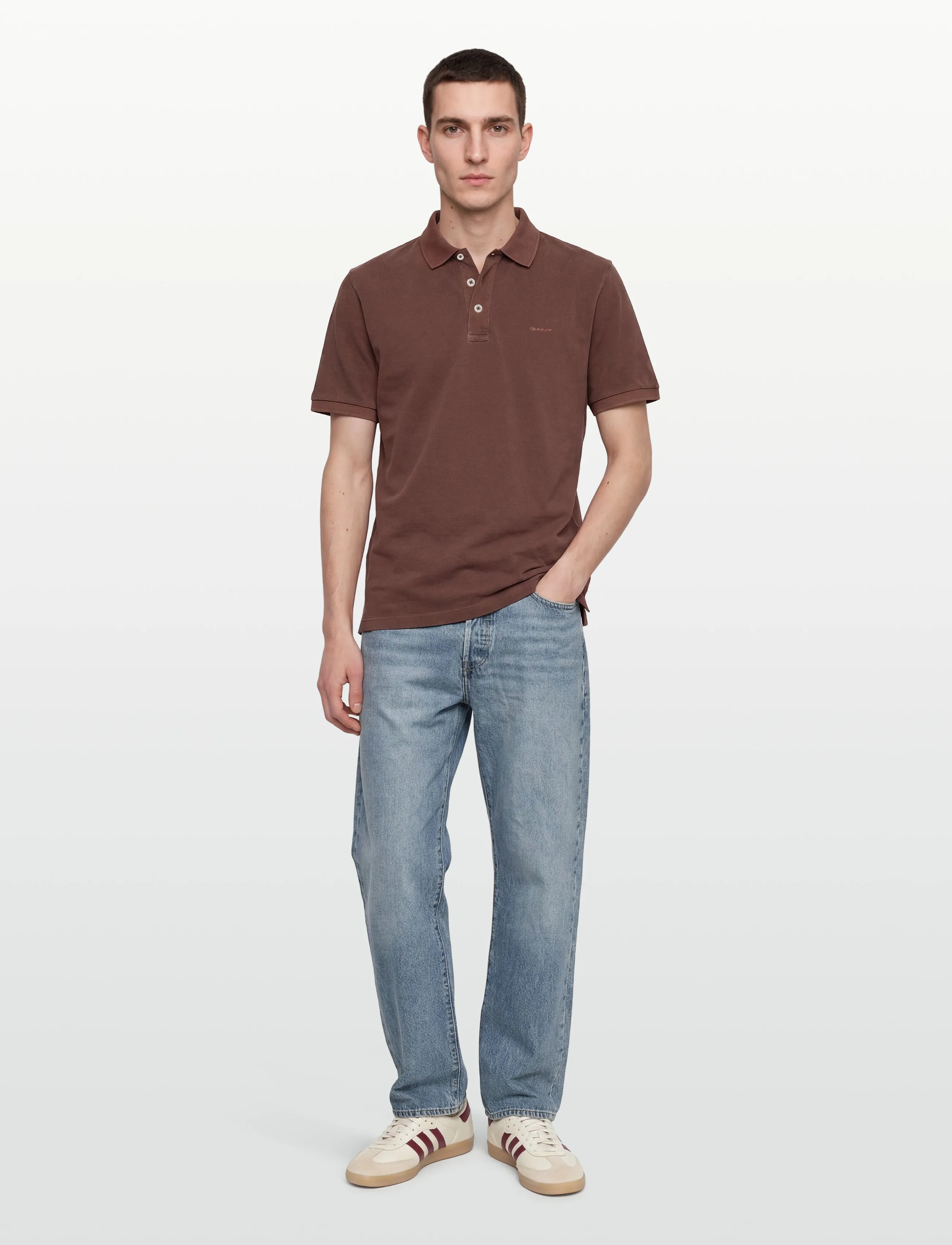 Gant Sunfaded Ss Polo, S, Polos, Braun - Short-sleeved, Männerswear