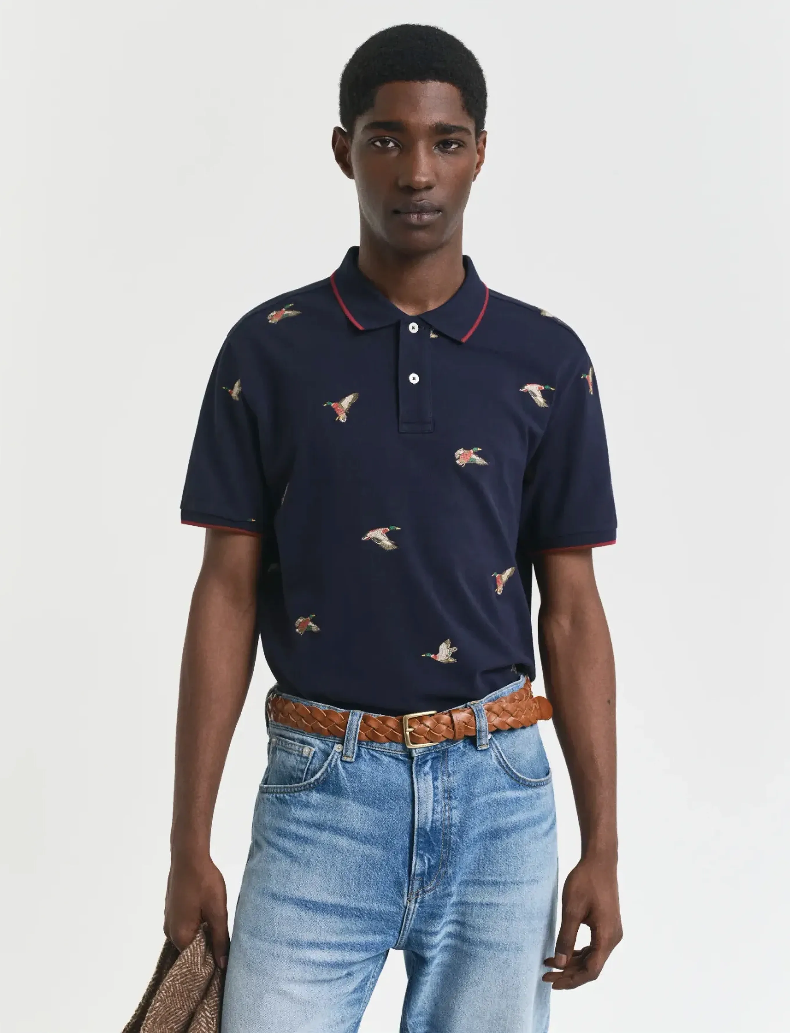 Gant Embroidered Ss Polo, XXL, Polos, Marineblau - Short-sleeved, Männerswear