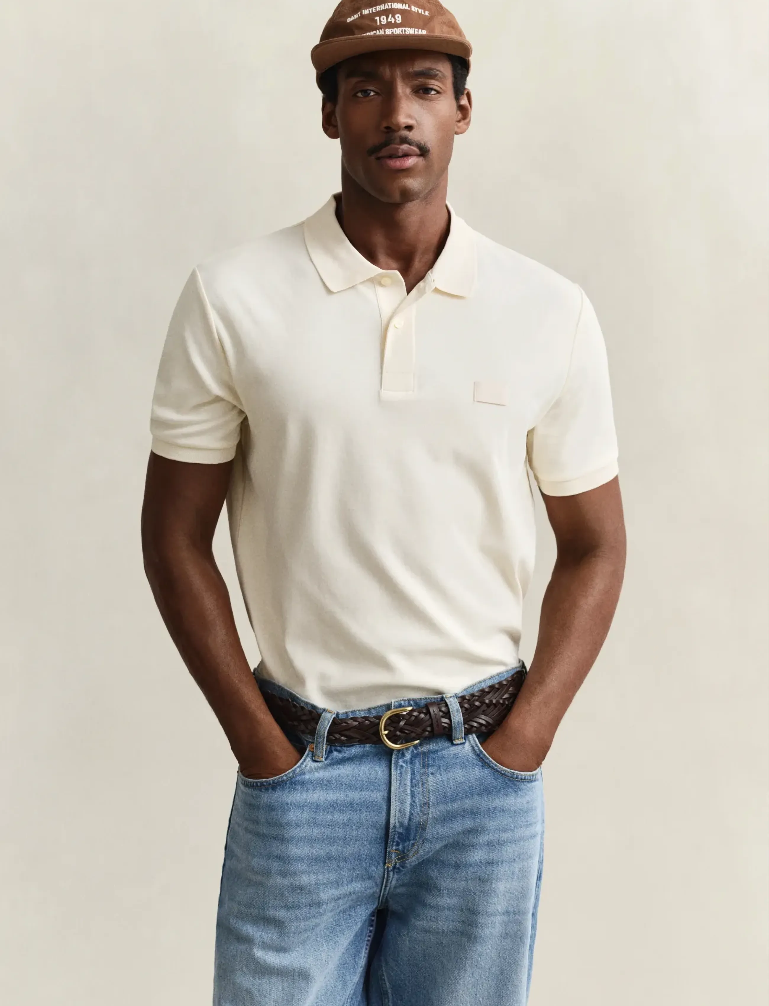 GANT INTERLOCK SS POLO - Kurzärmelig - CREAMED WHITE / cream