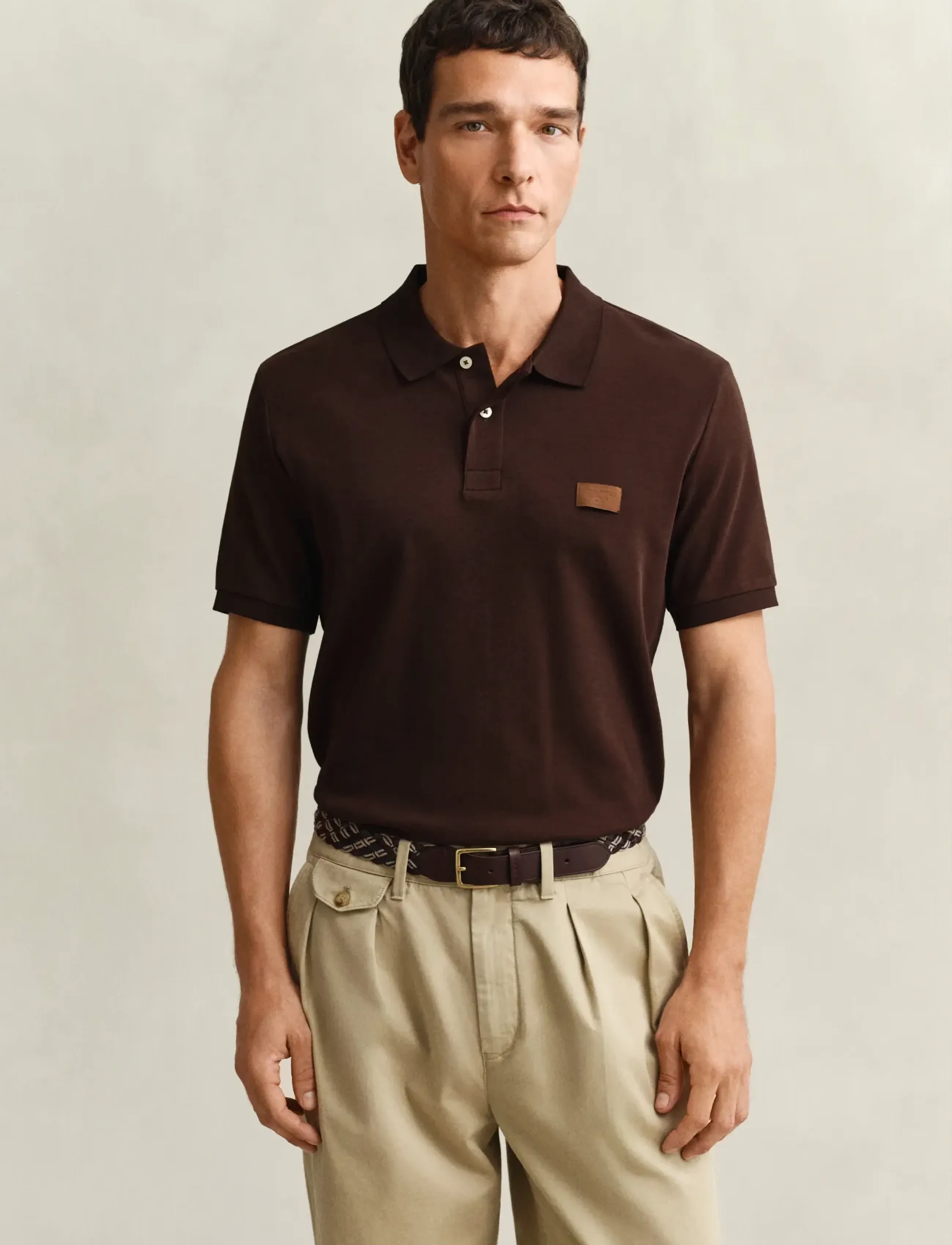 Gant Interlock Ss Polo, L, Polos, Braun - Short-sleeved, Männerswear