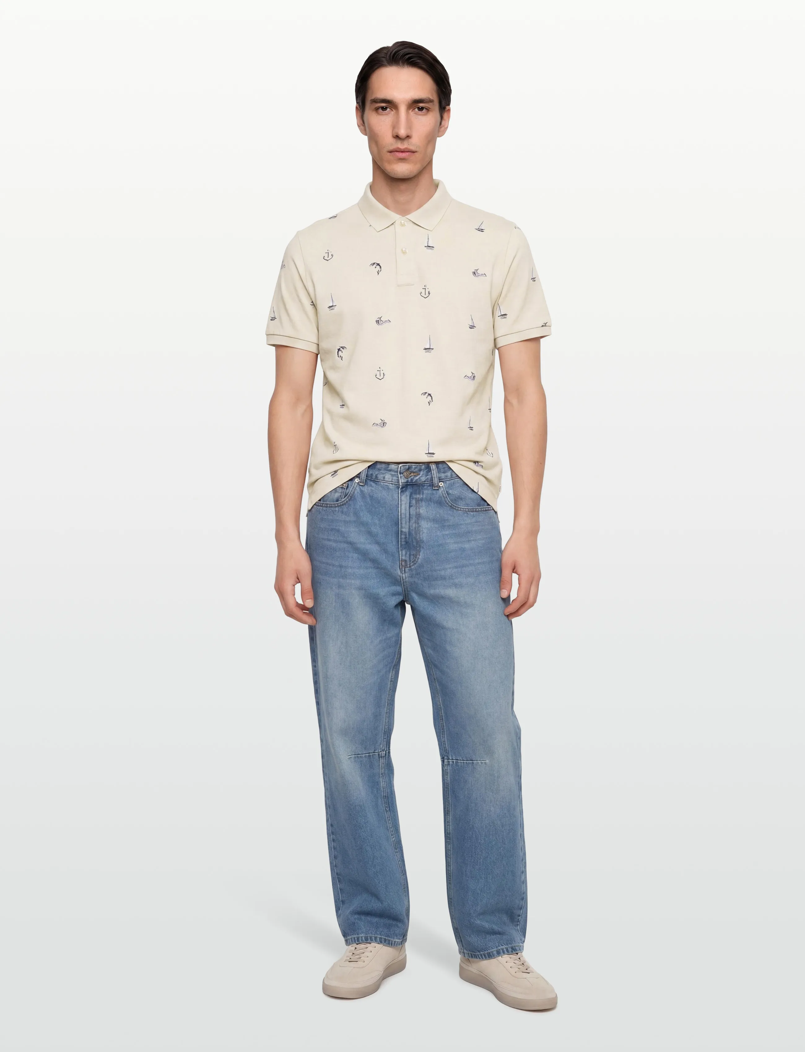 Gant Embroidered Ss Polo, 3XL, Polos, Creme - Short-sleeved, Männerswear