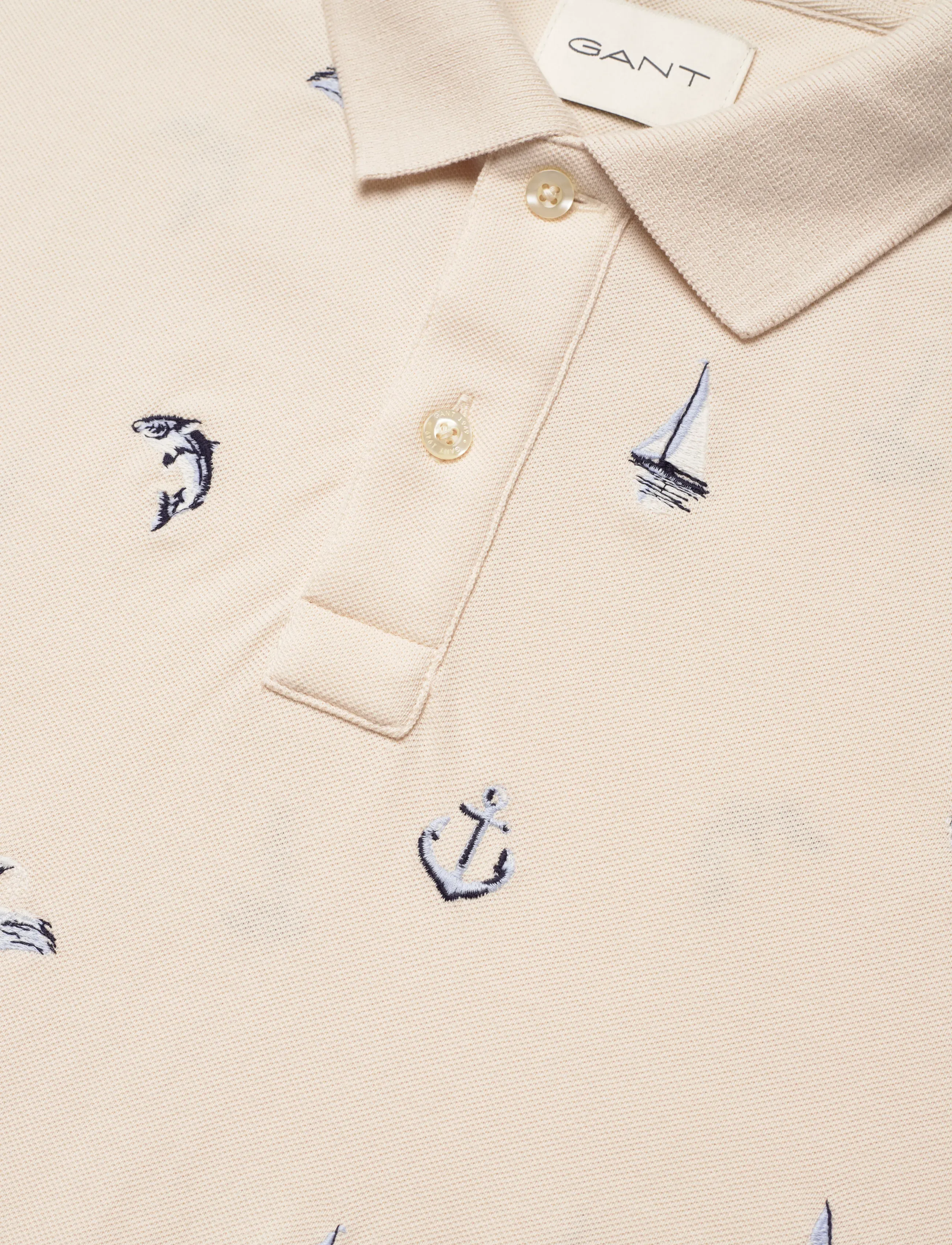 Gant - EMBROIDERED SS POLO - short-sleeved polos - creamed white - 2