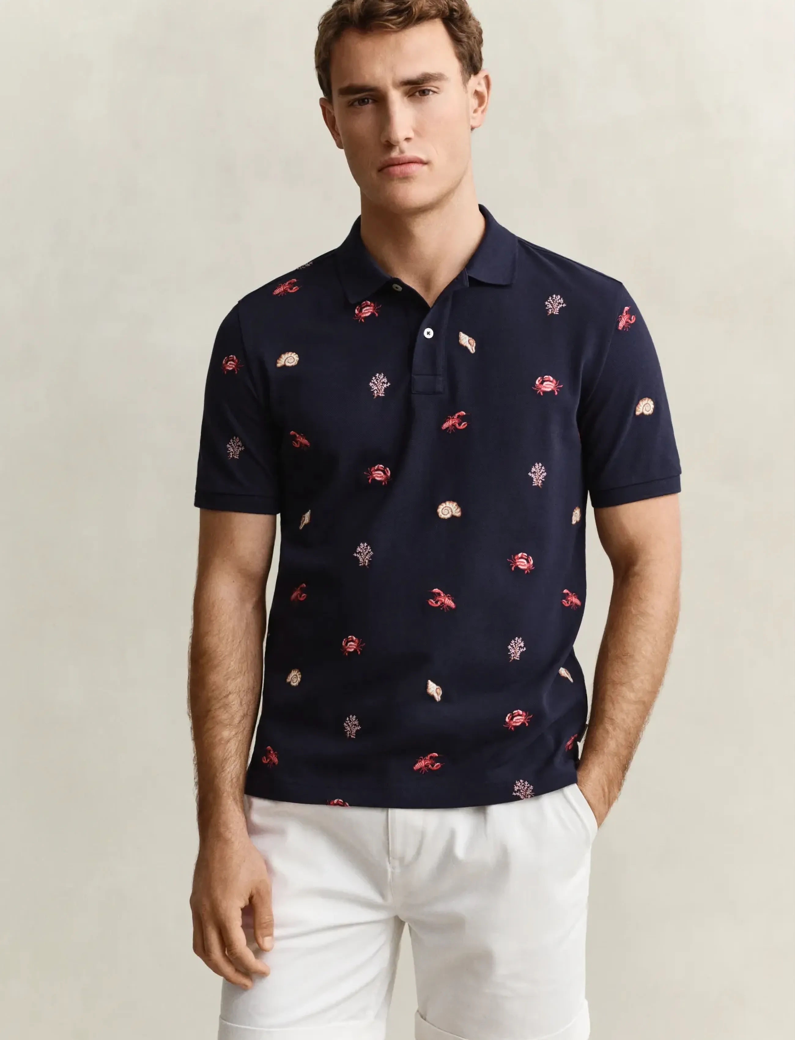 Gant Embroidered Ss Polo, XL, Polos, Marineblau - Short-sleeved, Männerswear