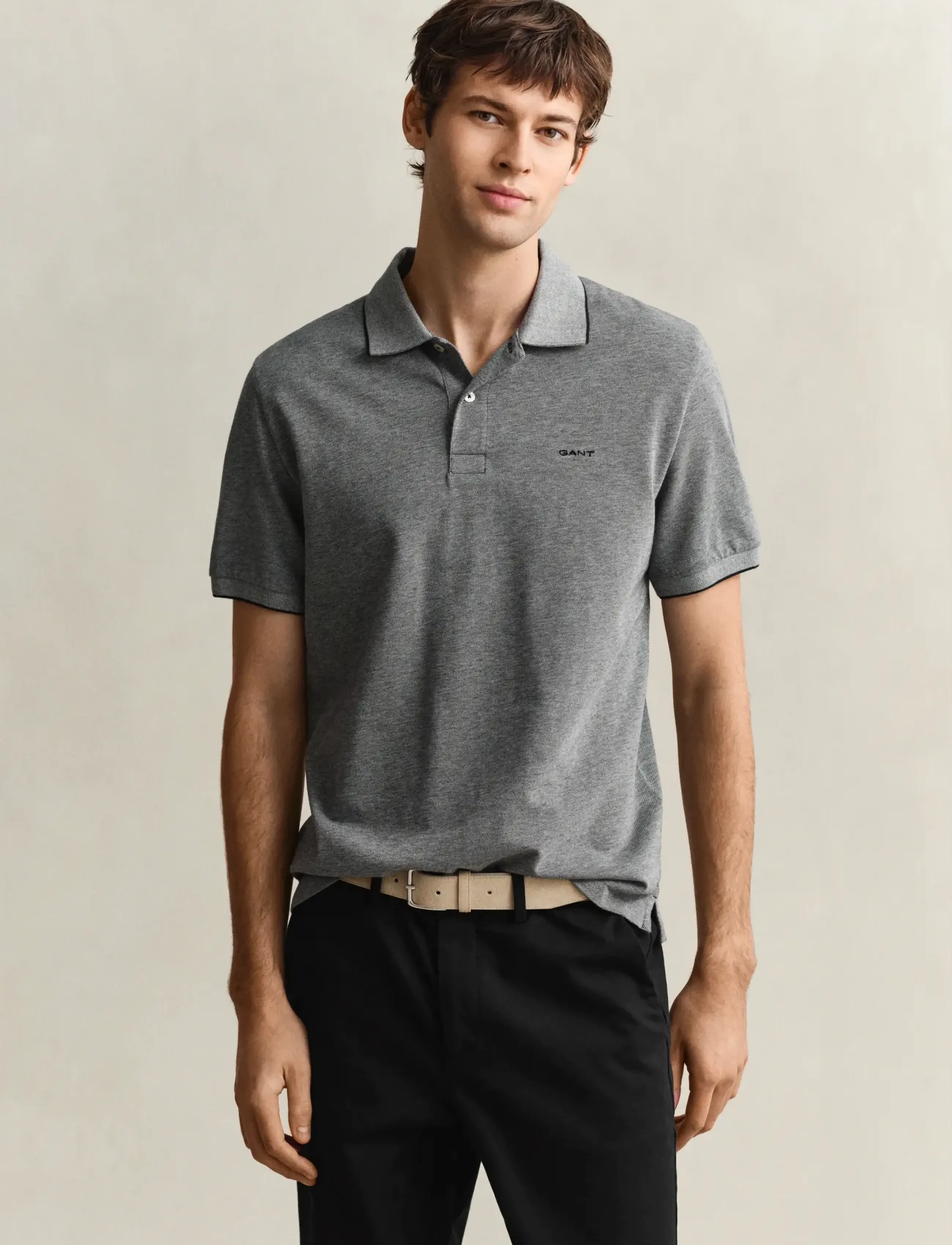 GANT 2 TONE SS POLO - Koszulki Polo - BLACK / grey