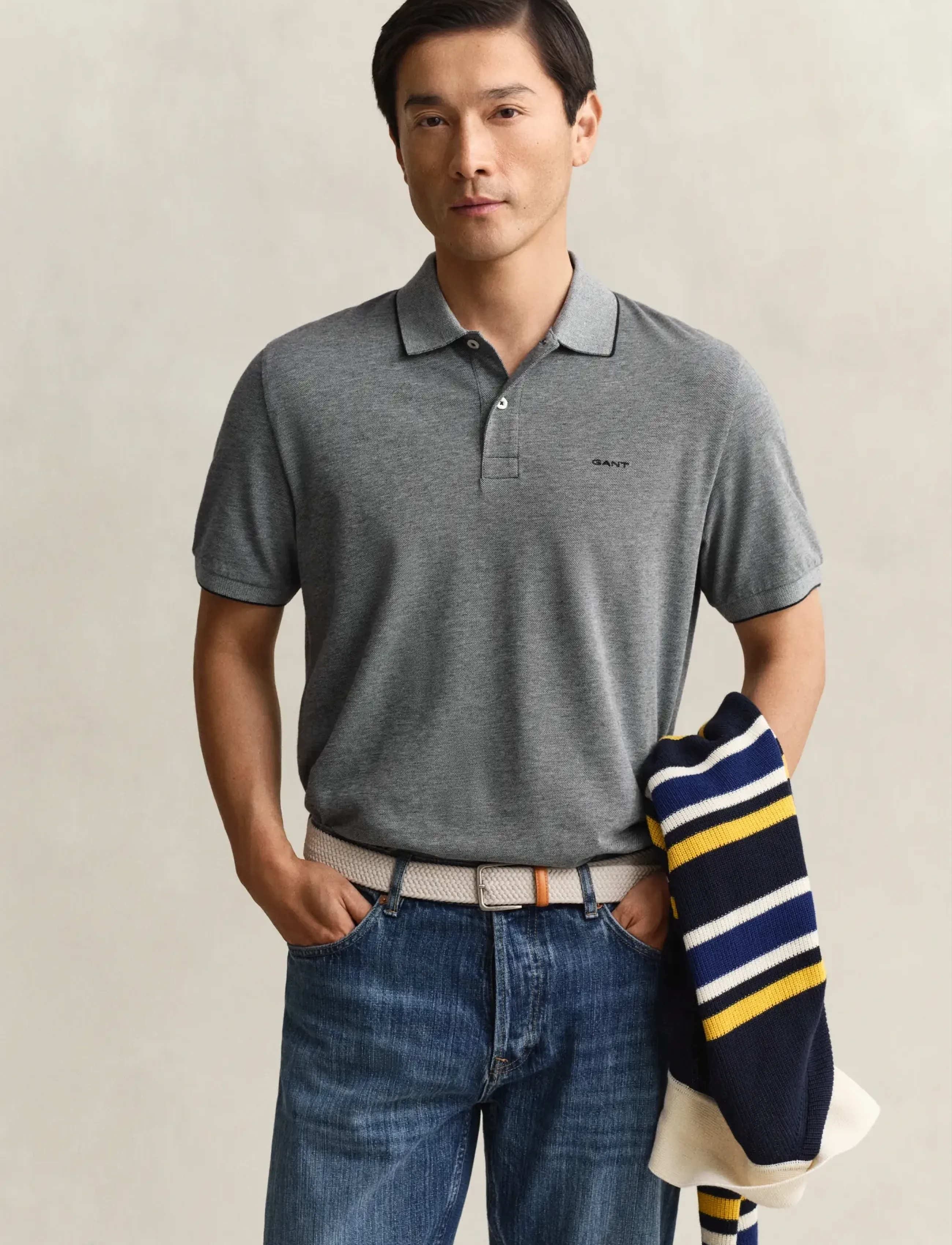 GANT 2 TONE SS POLO - Kleidung - EVENING BLUE / grey