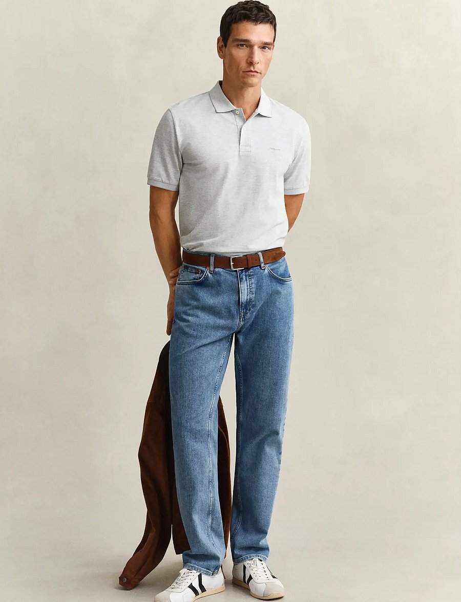 Gant - 2 TONE SS POLO - kortærmede poloer - grey melange - 4