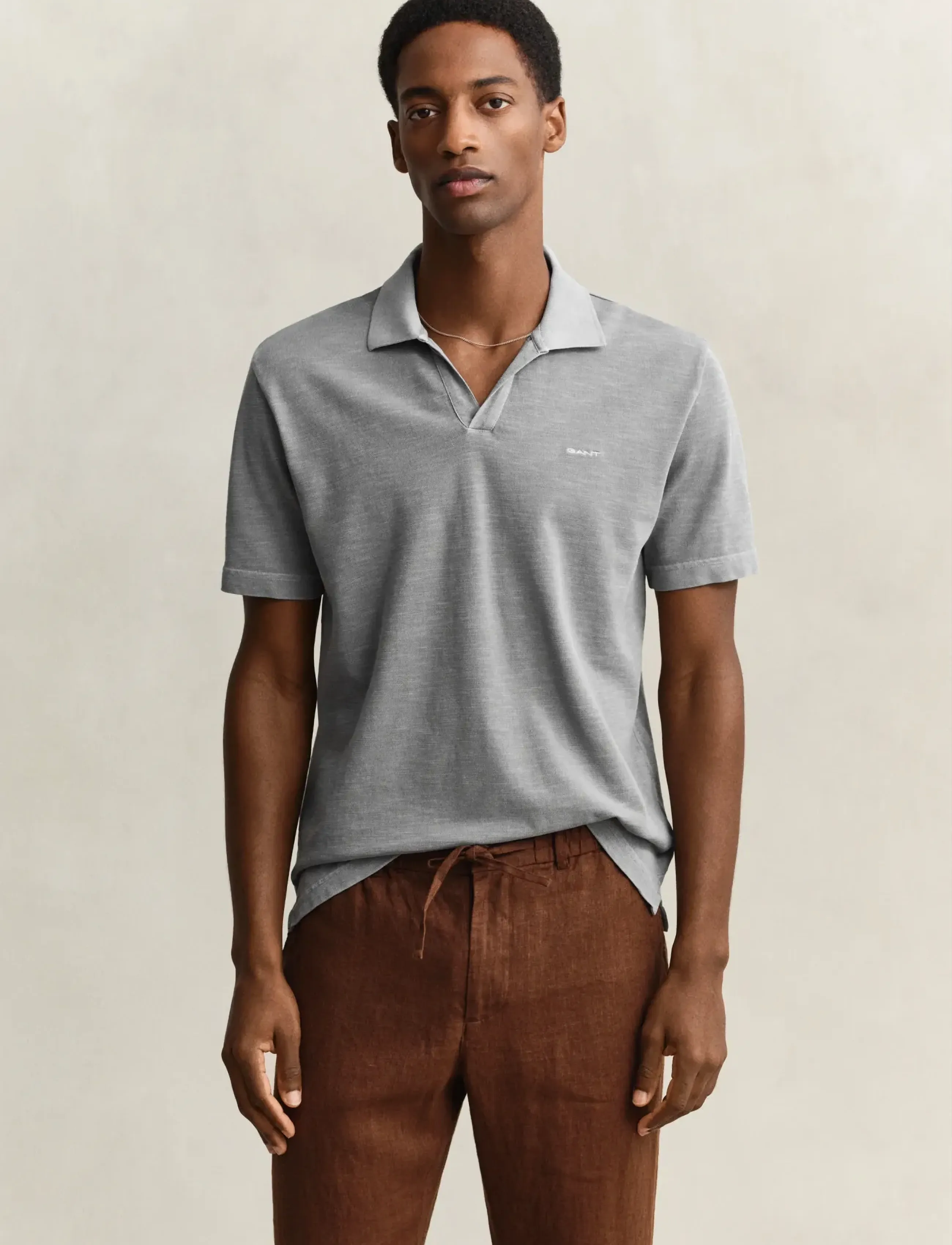 Gant Washed Slub Ss Polo, M, Polos, Grau - Short-sleeved, Männerswear