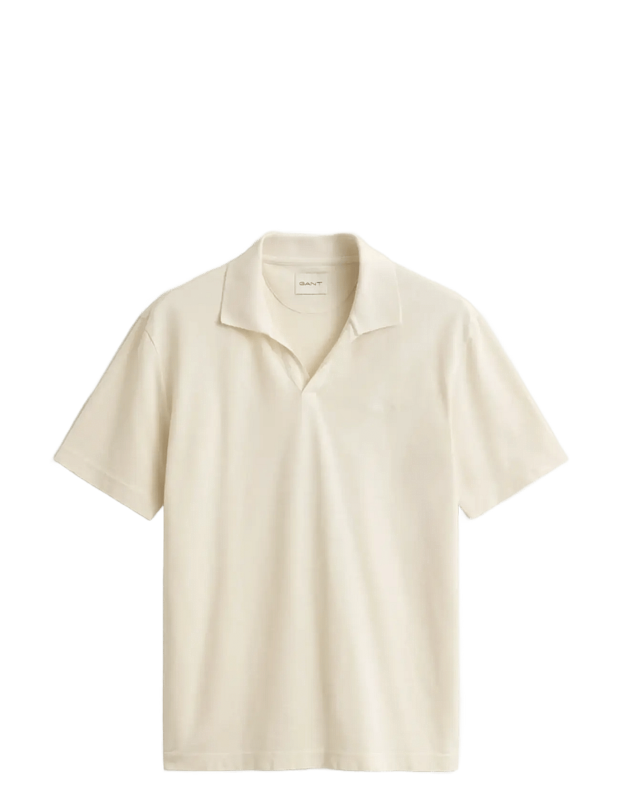 Gant - WASHED SLUB SS POLO - gestrickte polohemden - cream - 1