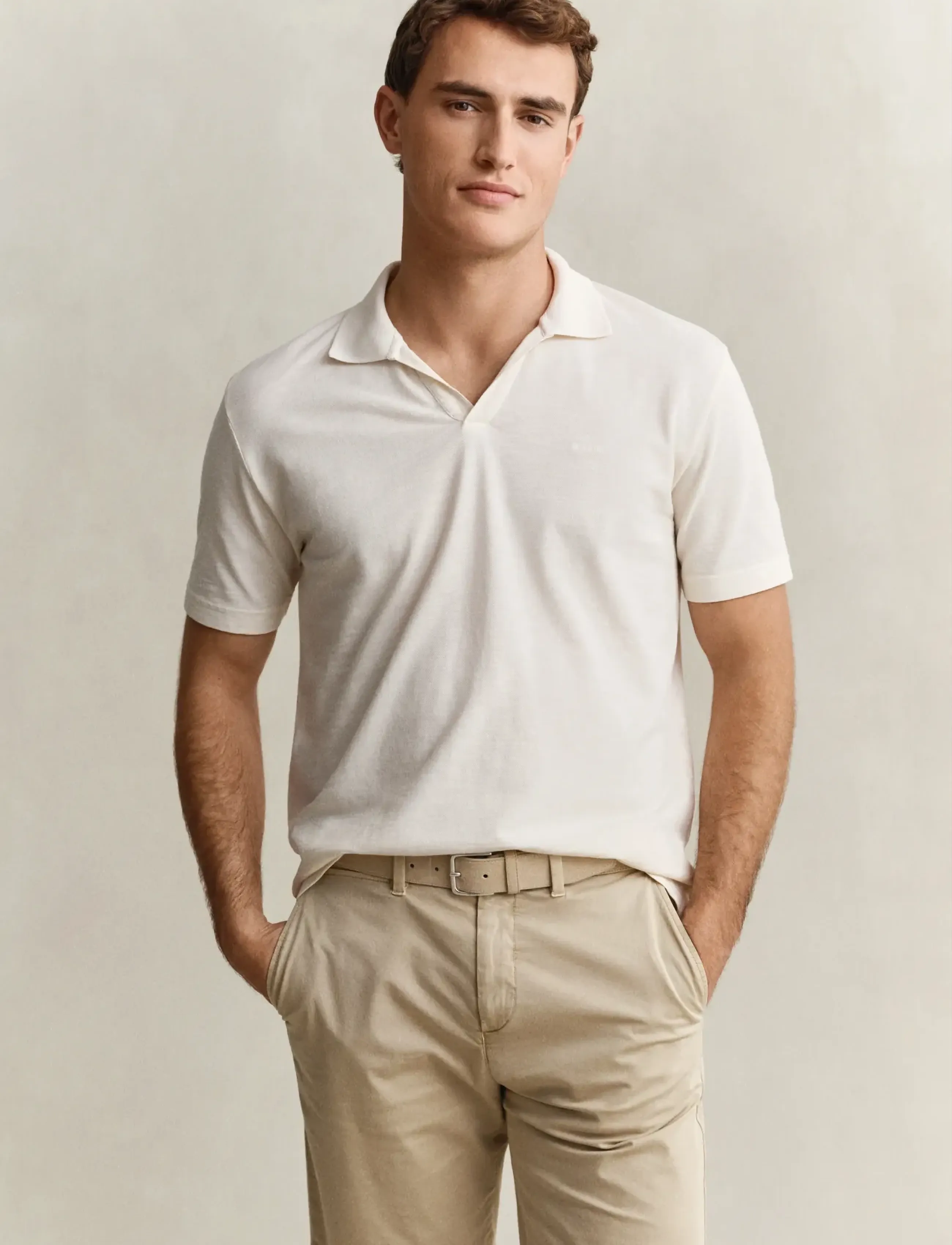 Gant Washed Slub Ss Polo, X3XL, Polos, Creme - Short-sleeved, Männerswear