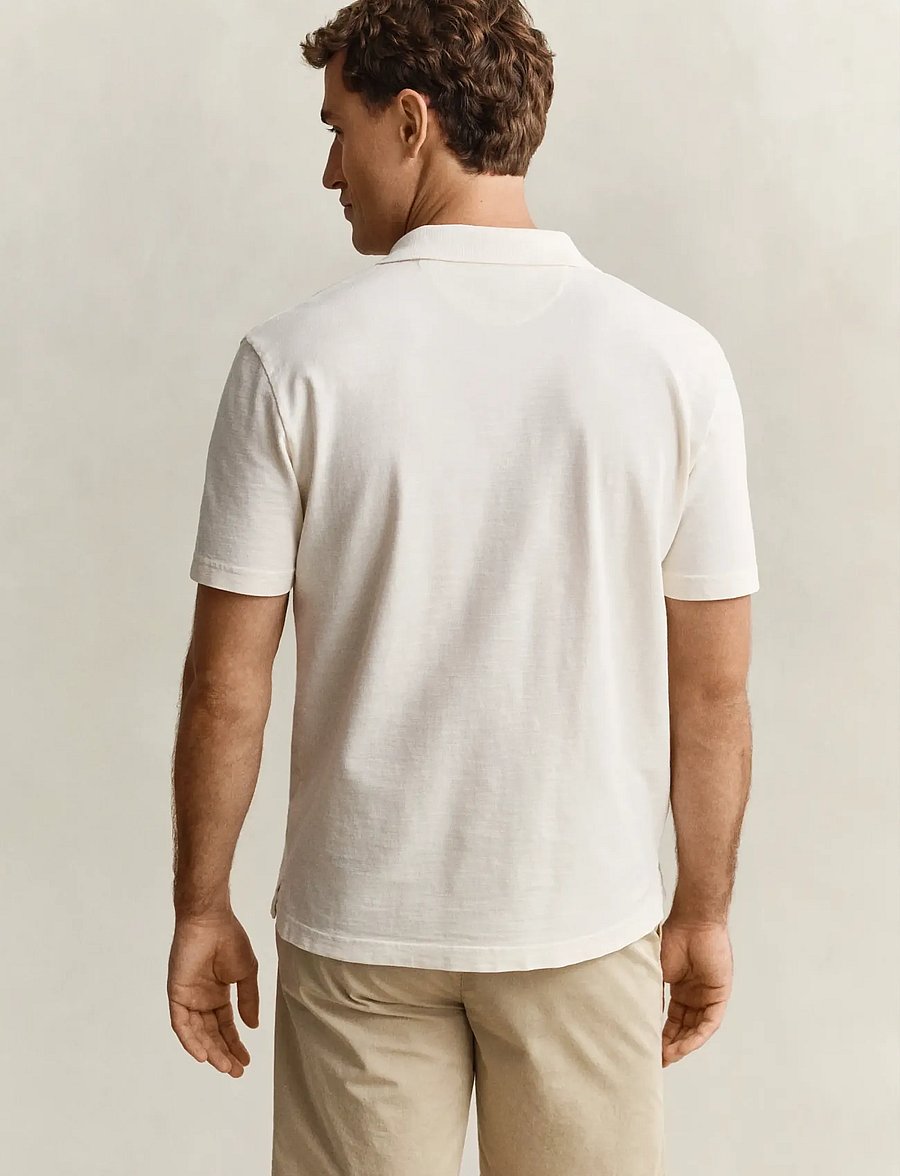 Gant - WASHED SLUB SS POLO - gestrickte polohemden - cream - 2