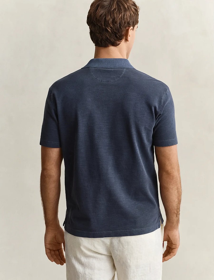 Gant - WASHED SLUB SS POLO - gestrickte polohemden - evening blue - 2