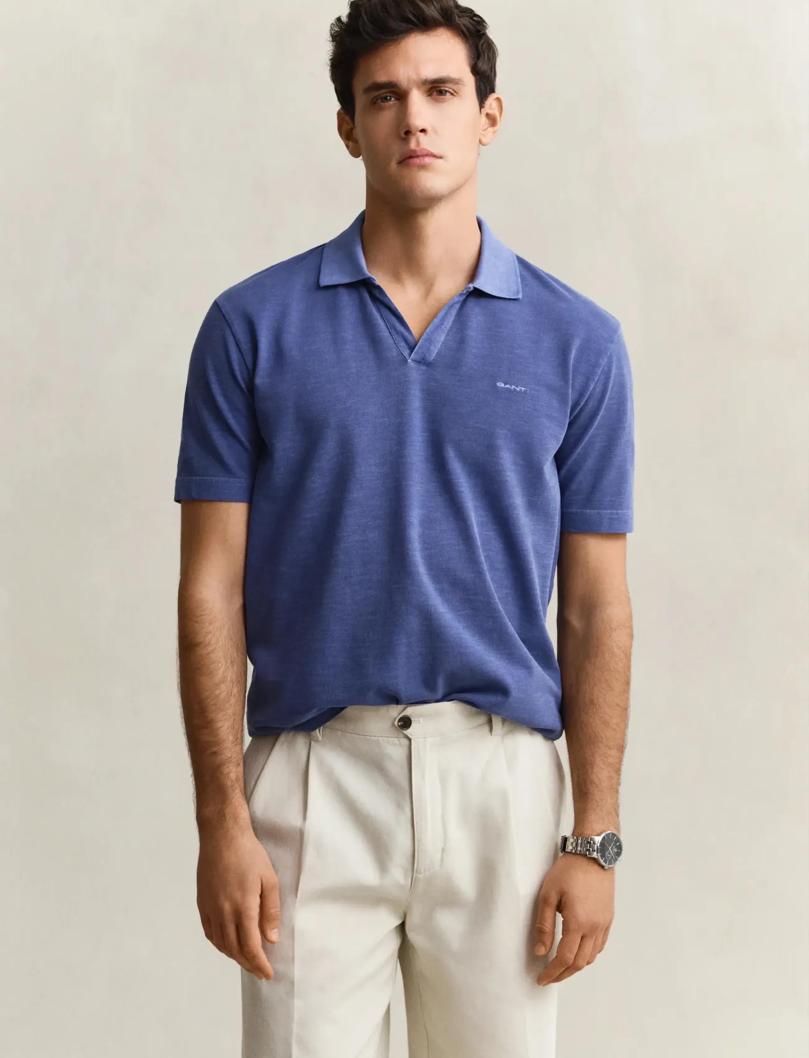 Gant Washed Slub Ss Polo, XL, Polos, Blau - Short-sleeved, Männerswear