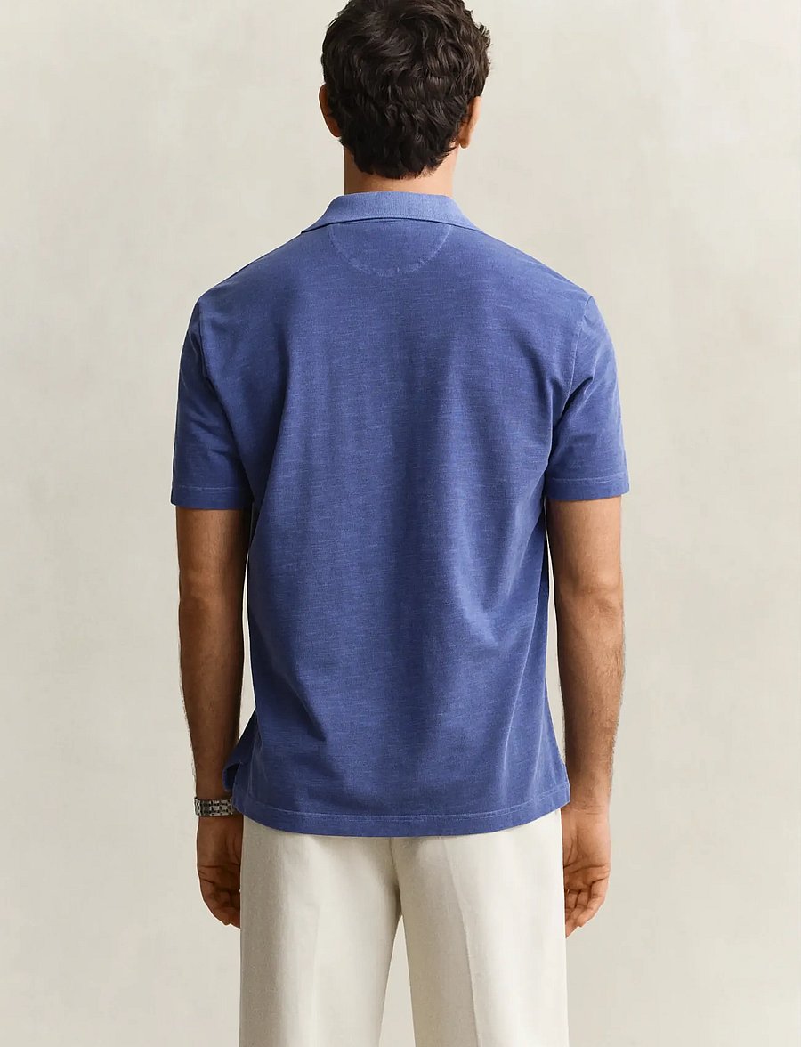 Gant - WASHED SLUB SS POLO - gestrickte polohemden - vintage blue - 2