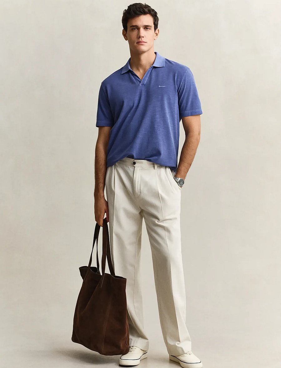 Gant - WASHED SLUB SS POLO - gestrickte polohemden - vintage blue - 4