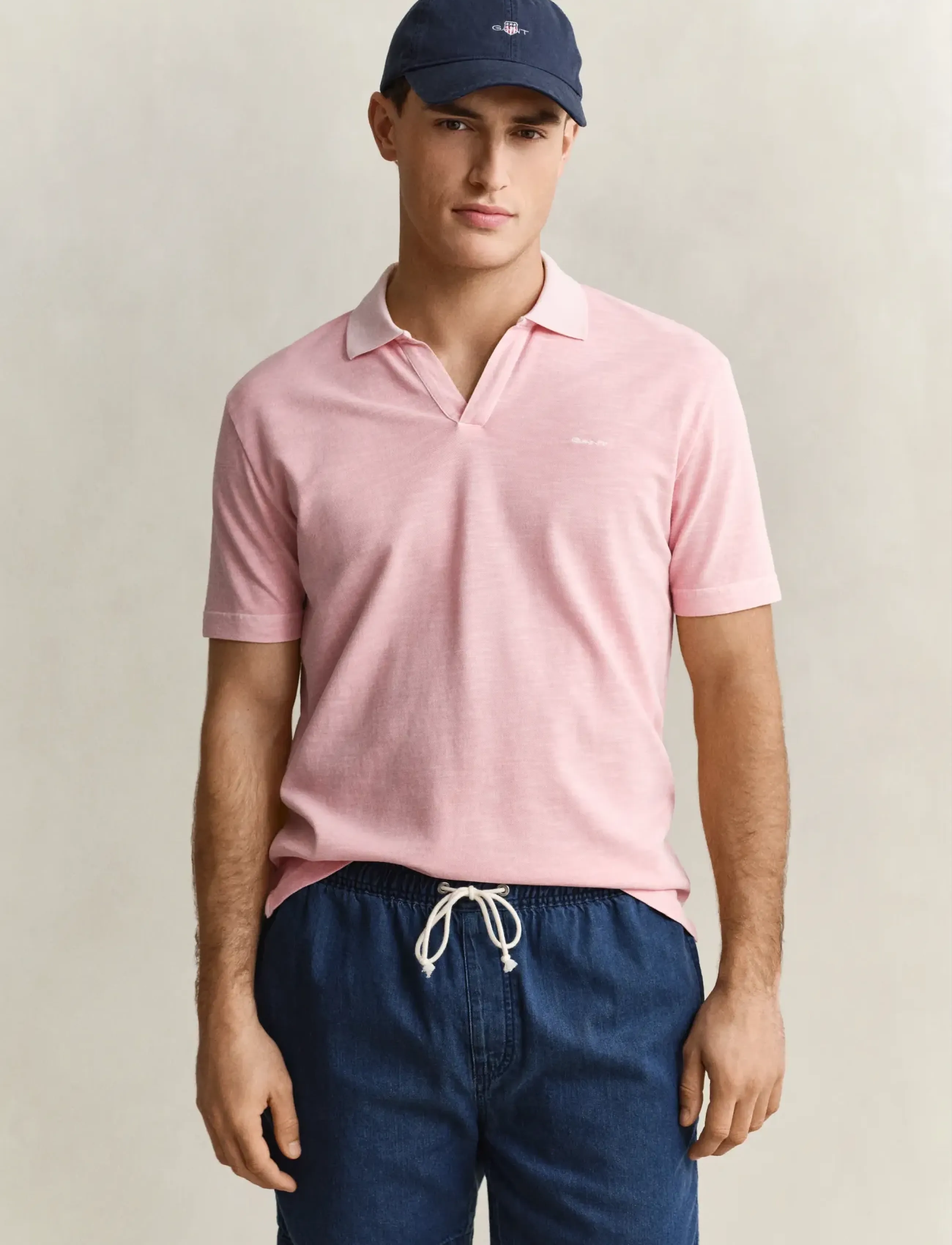 Gant Washed Slub Ss Polo, XL, Polos, Rosa - Short-sleeved, Männerswear