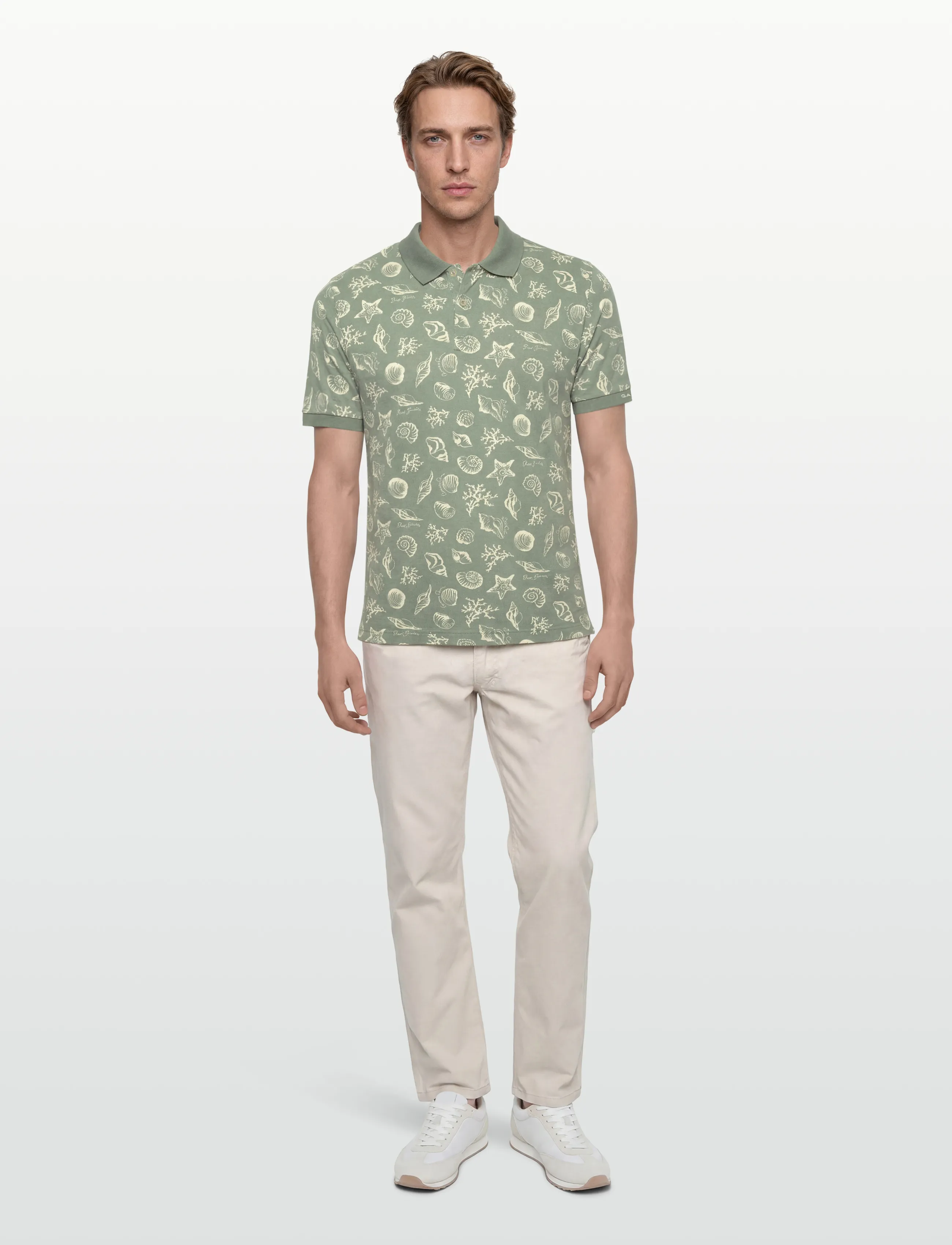 Gant Aop Ss Polo, XL, Polos, Grün - Short-sleeved, Männerswear