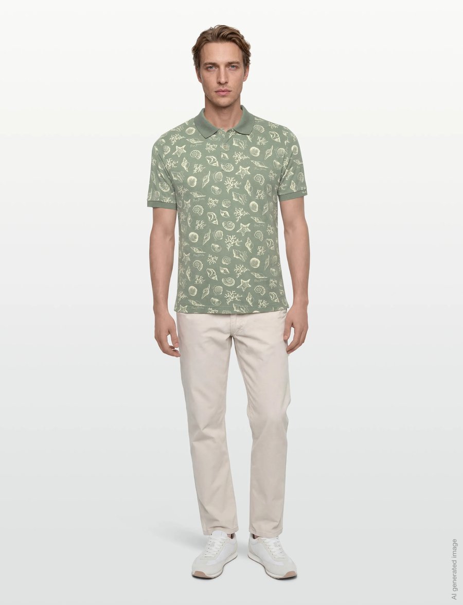 Gant - AOP SS POLO - kurzärmelig - ceramic grey - 0