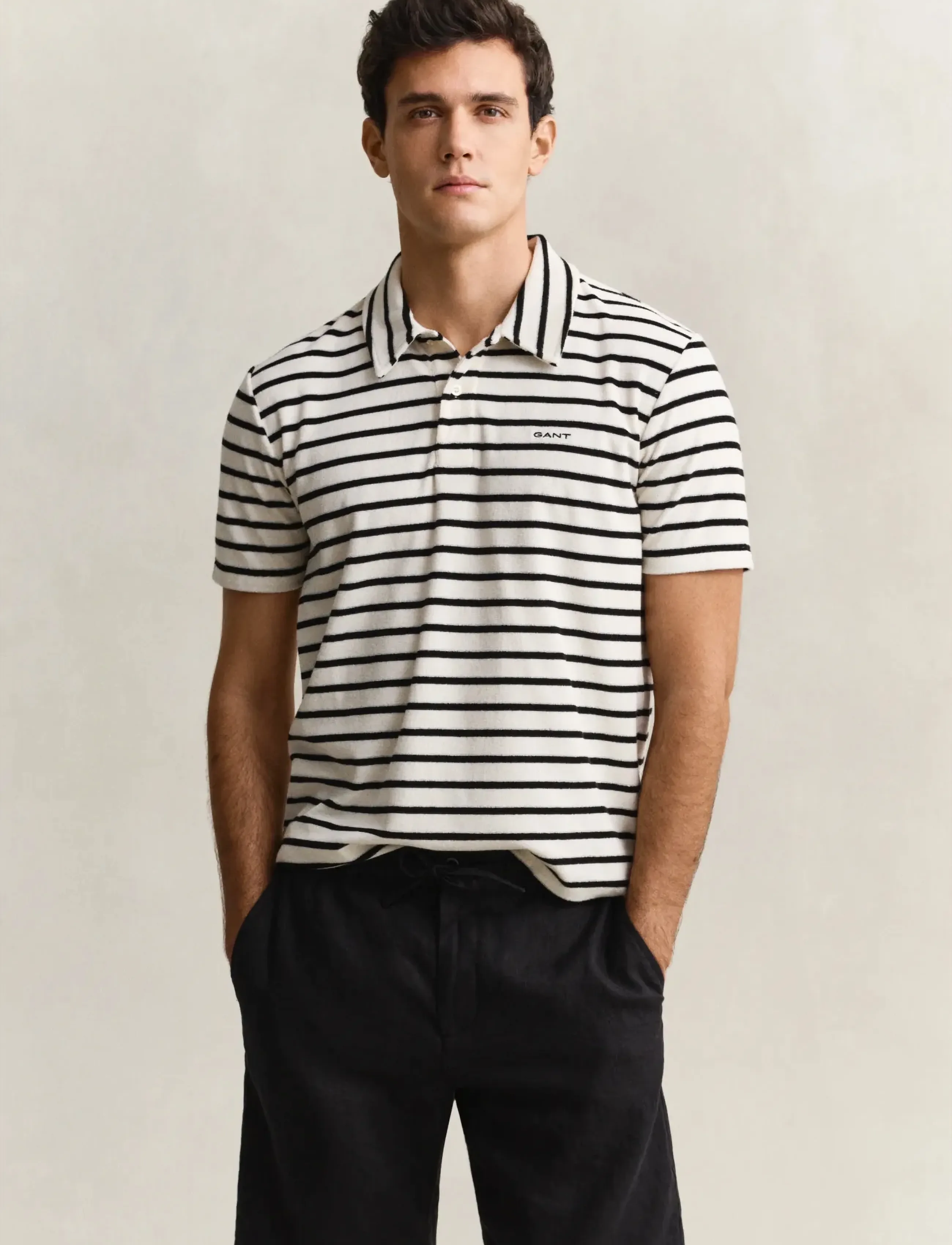 Gant Towelling Ss Polo, XXL, Polos, Creme - Short-sleeved, Männerswear