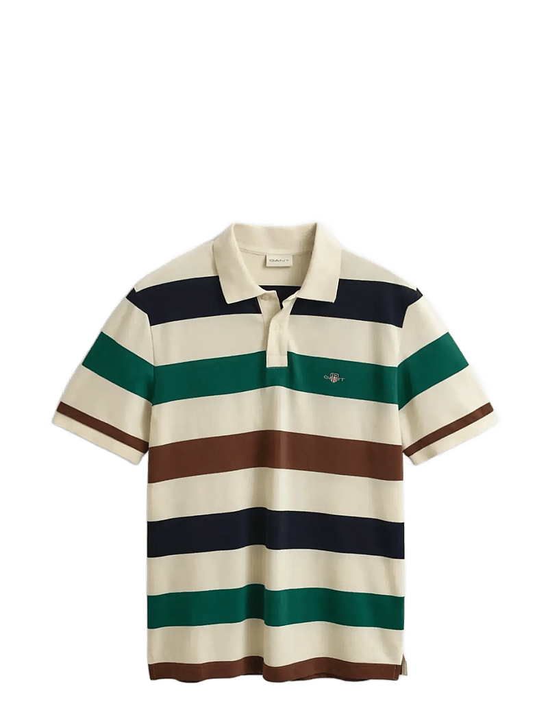 GANT - STRIPED SS POLO - kortærmede poloer - cream - 1