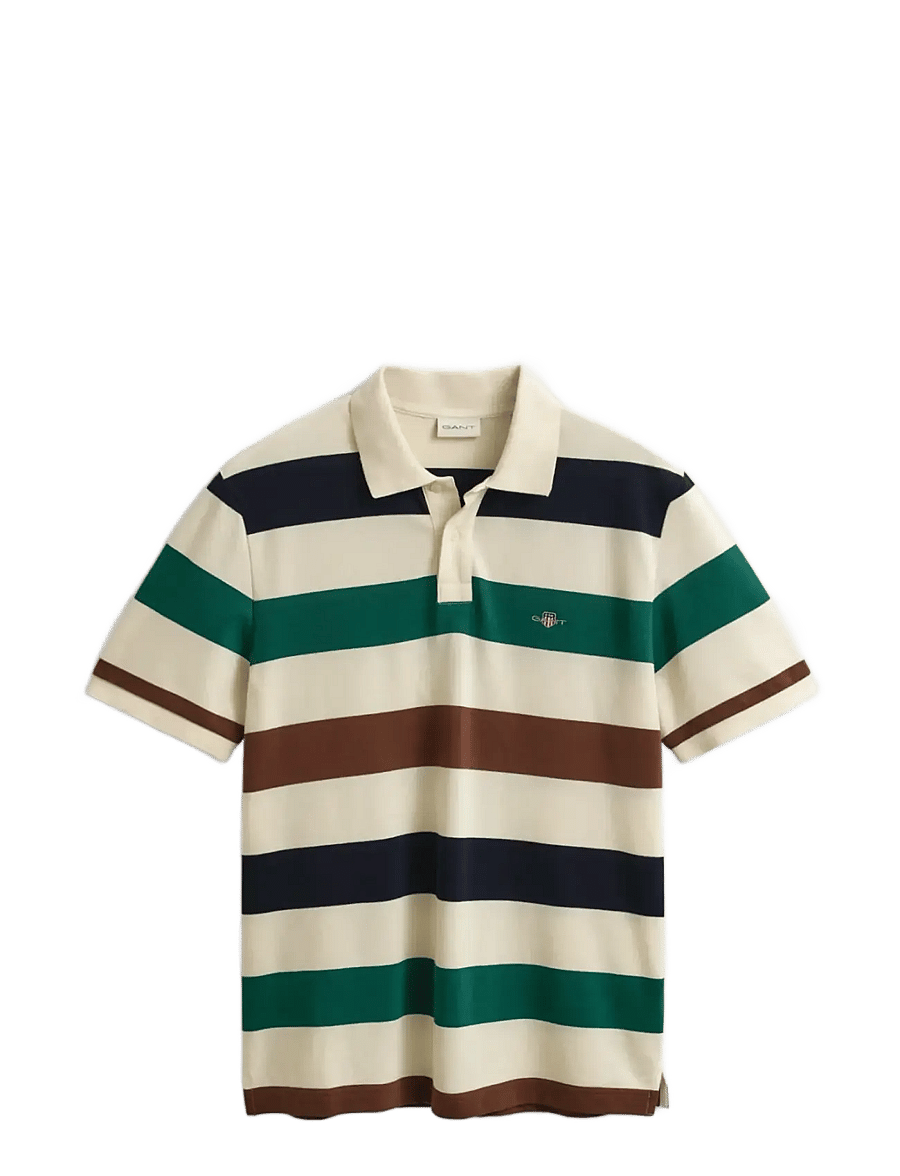 Gant - STRIPED SS POLO - kurzärmelig - cream - 1