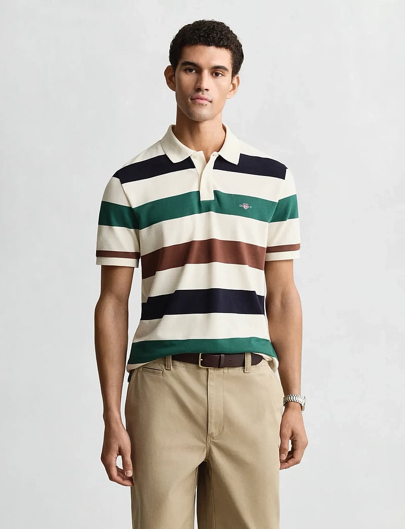 GANT - STRIPED SS POLO - kortærmede poloer - cream - 0