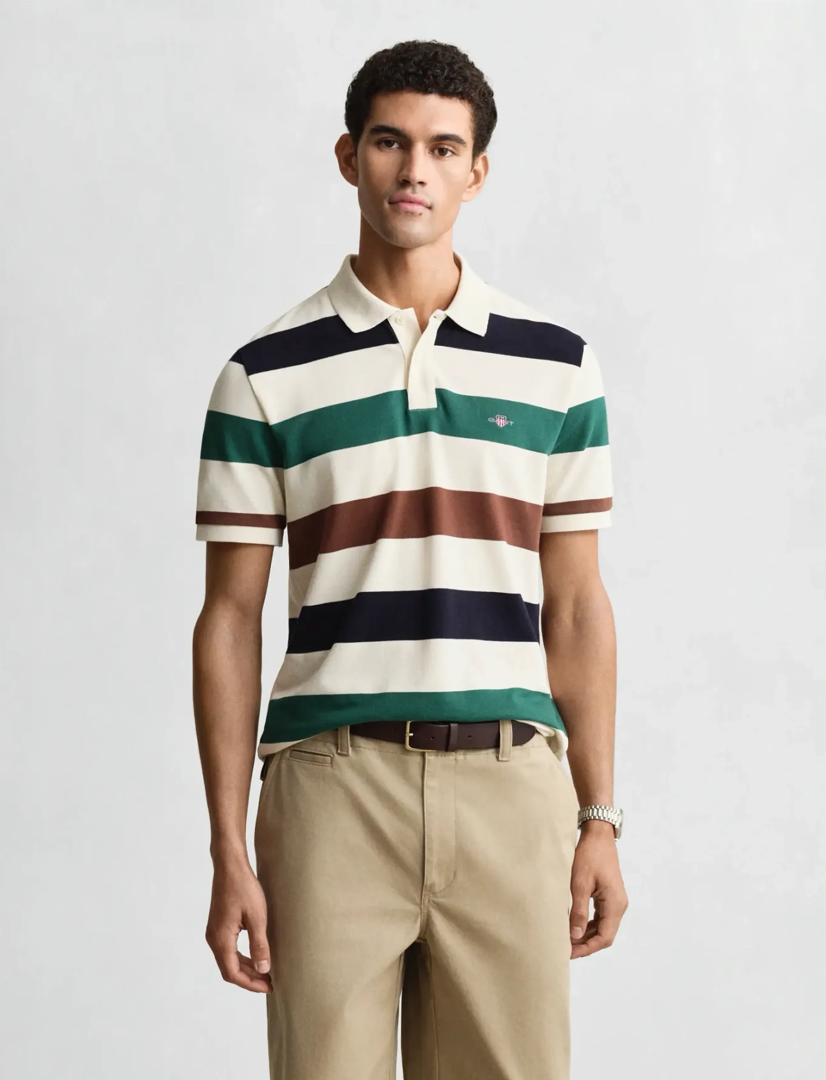Gant STRIPED SS POLO - Poloer - CREAM / multi