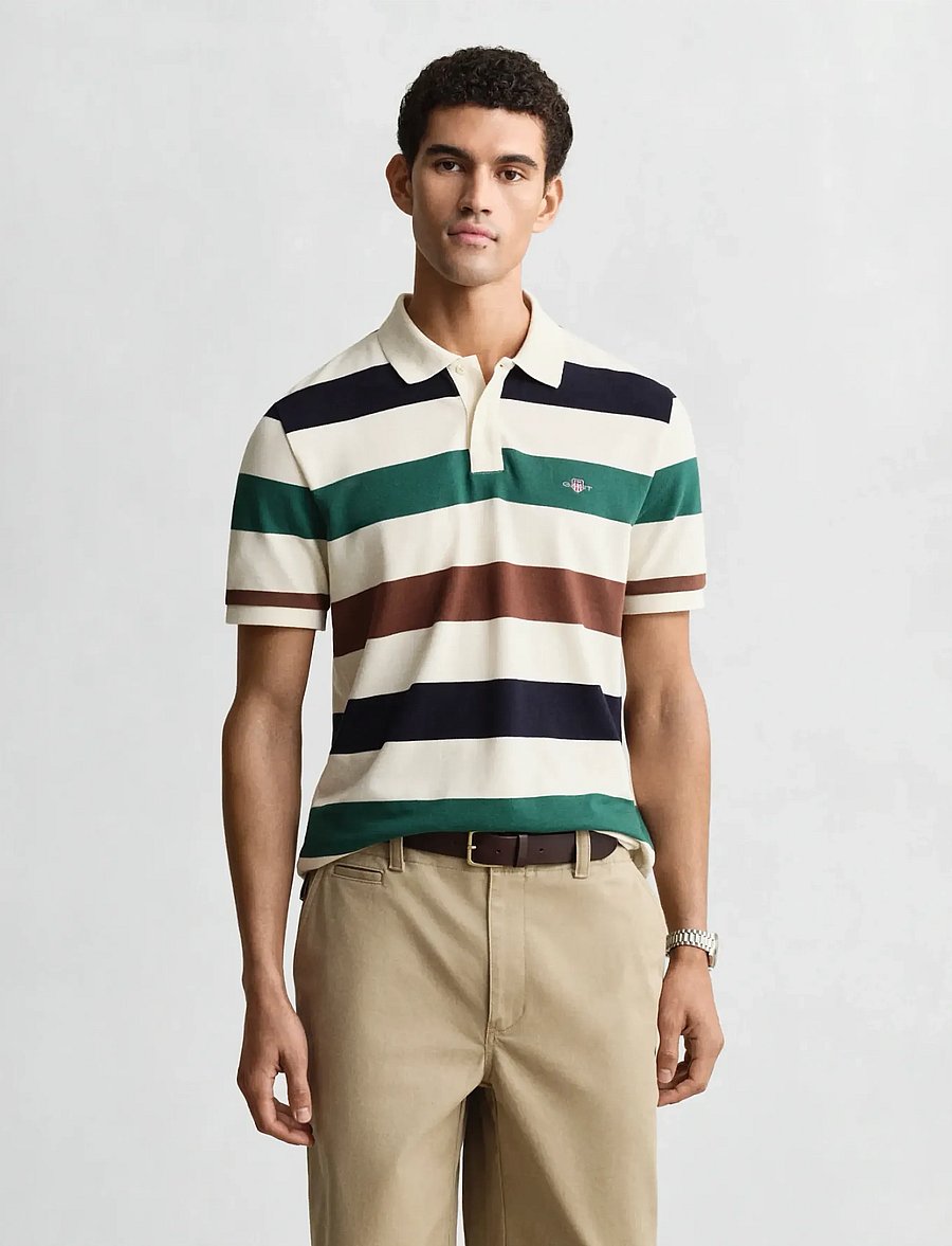 Gant - STRIPED SS POLO - kurzärmelig - cream - 0