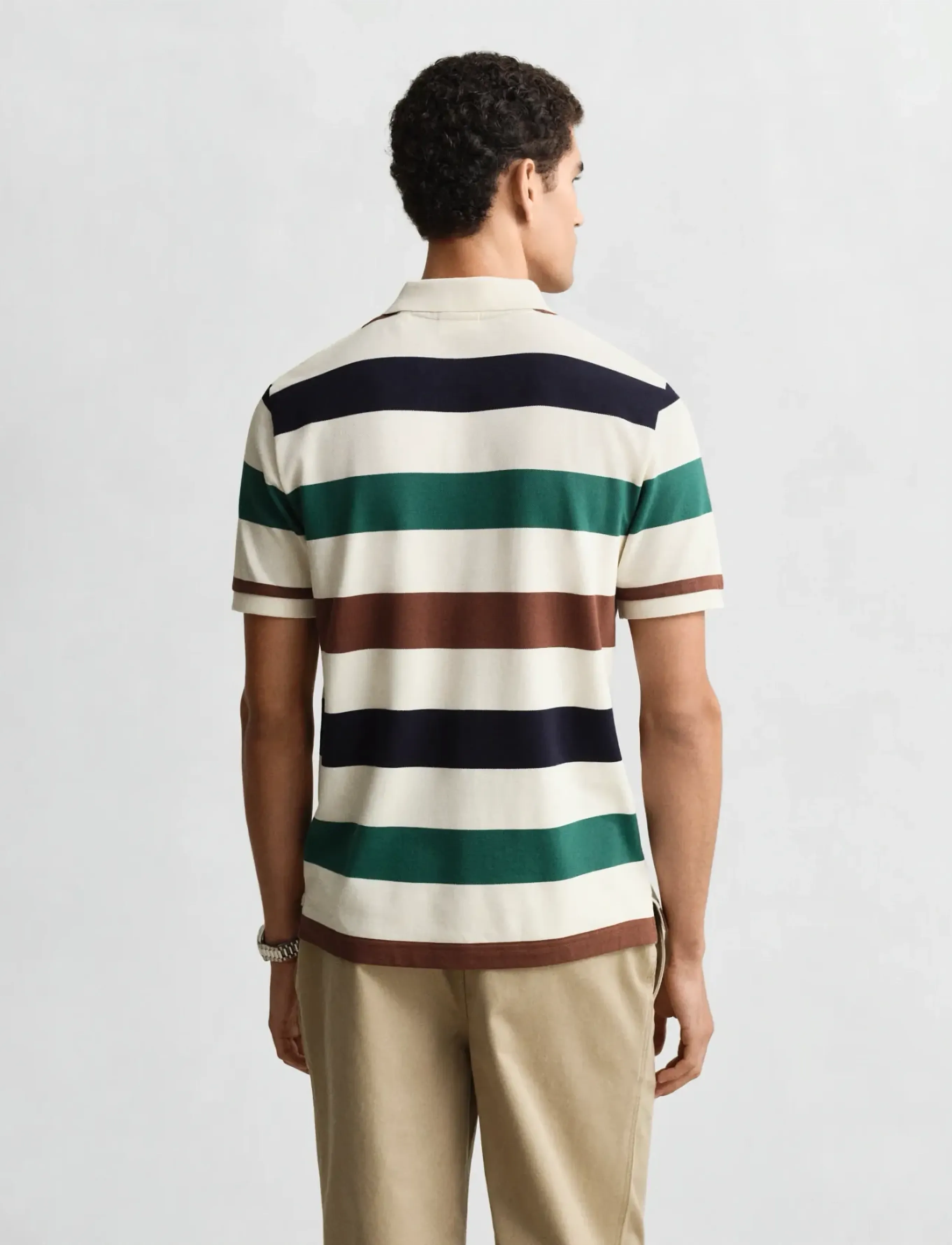 Gant - STRIPED SS POLO - lyhythihaiset - cream - 2