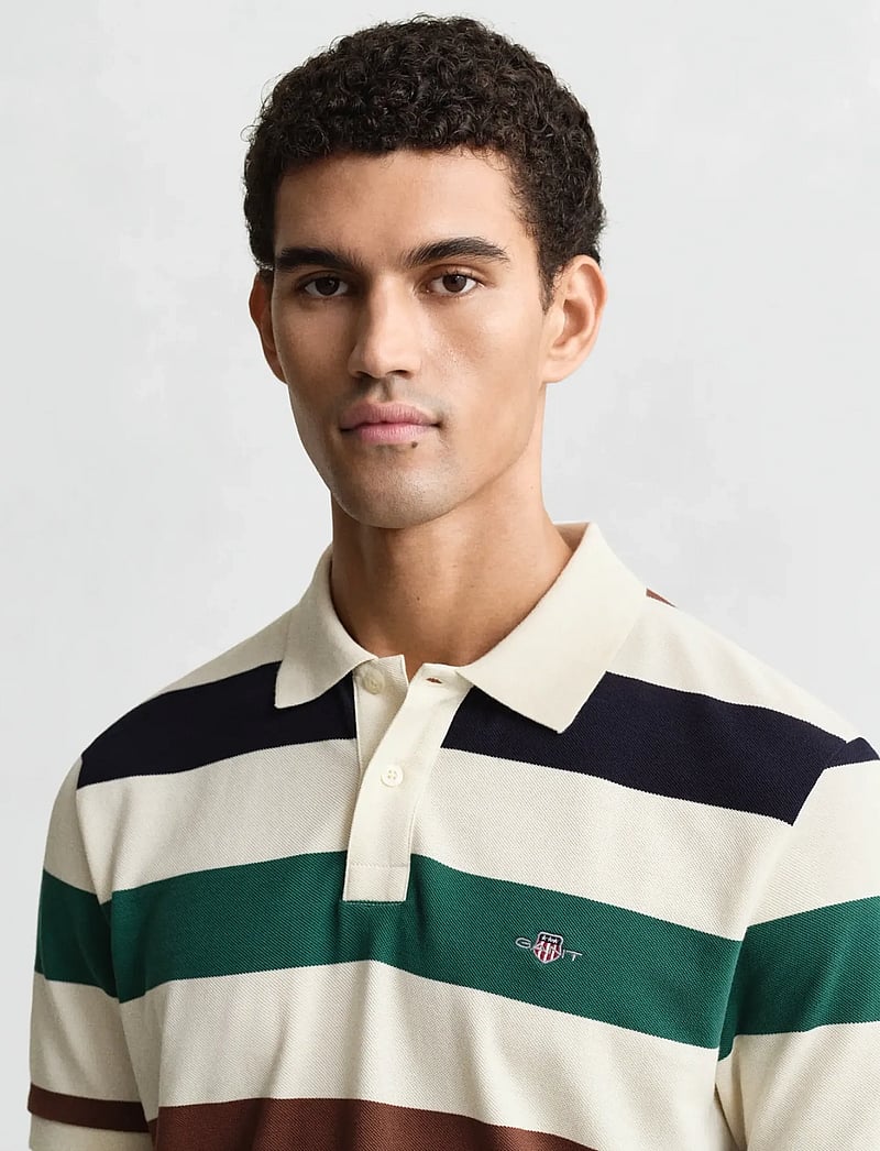 GANT - STRIPED SS POLO - kortærmede poloer - cream - 3