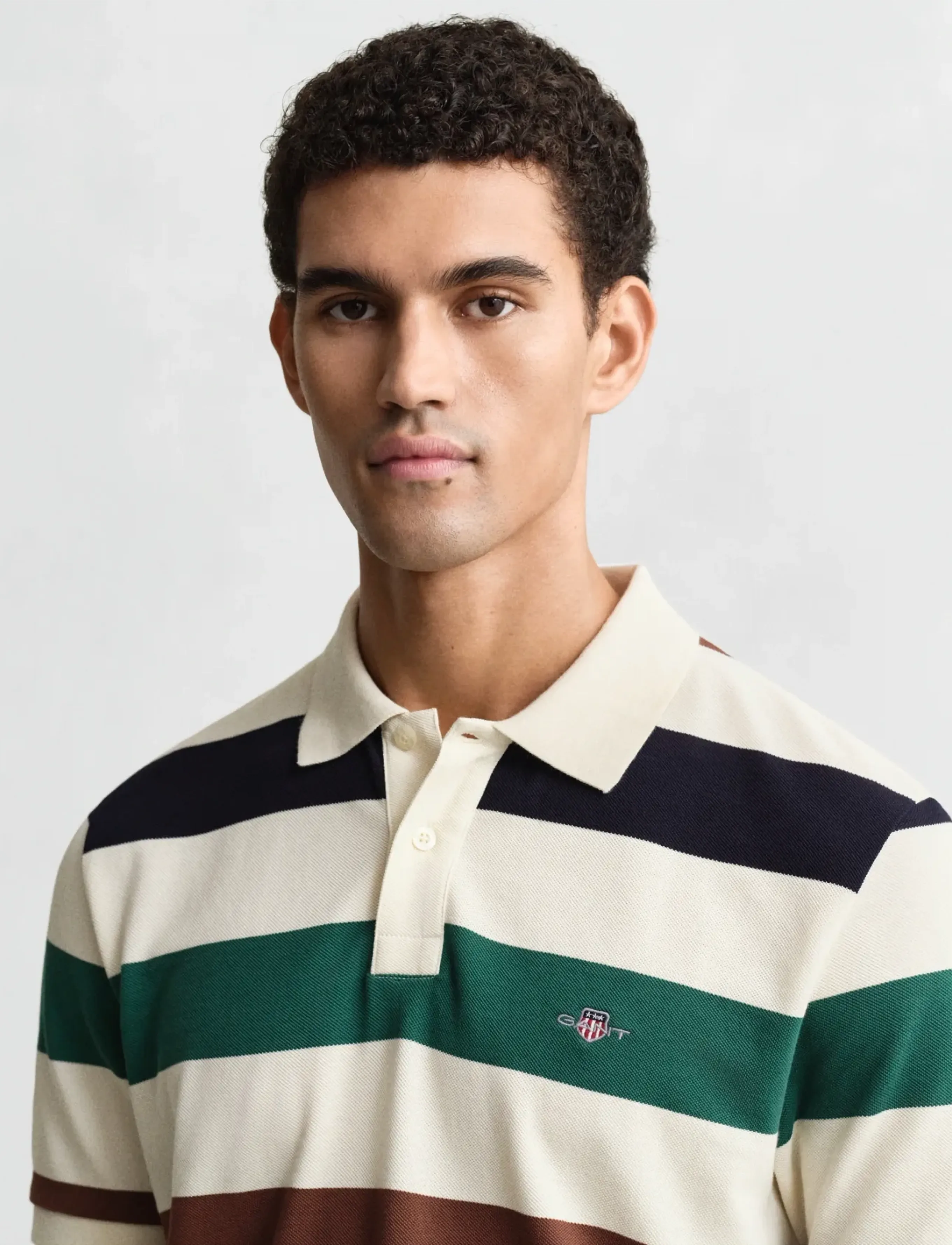 Gant - STRIPED SS POLO - lyhythihaiset - cream - 3