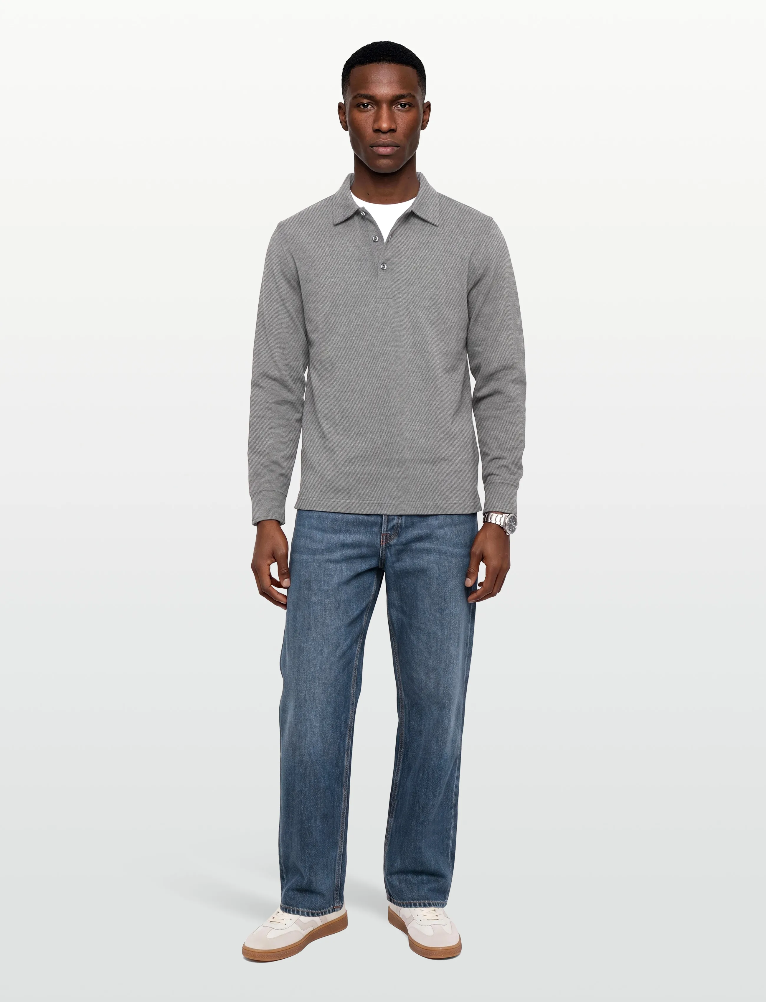 Gant TWILL LS POLO SHIRT - Gant - CHARCOAL MELANGE / grey