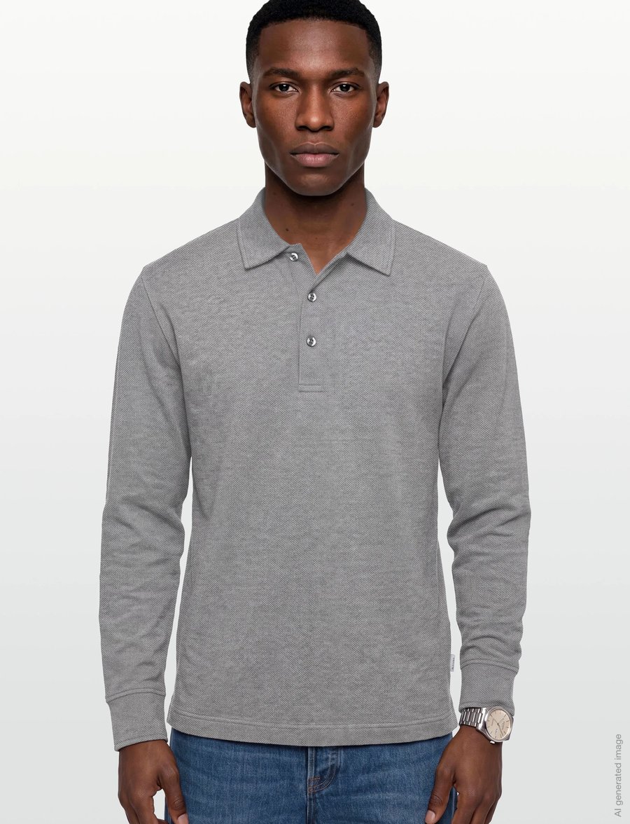 Gant - TWILL LS POLO SHIRT - långärmade pikéer - charcoal melange - 3
