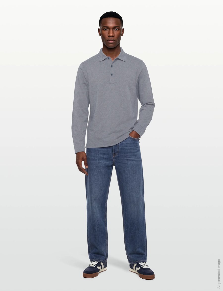 Gant - TWILL LS POLO SHIRT - långärmade pikéer - dark indigo melange - 0
