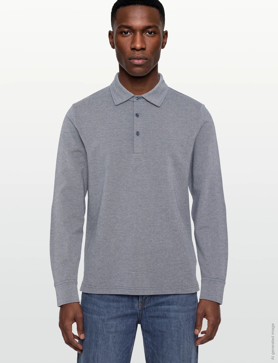 Gant - TWILL LS POLO SHIRT - långärmade pikéer - dark indigo melange - 3