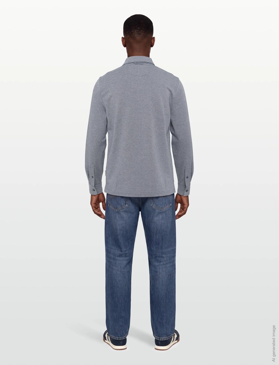 Gant - TWILL LS POLO SHIRT - långärmade pikéer - dark indigo melange - 4