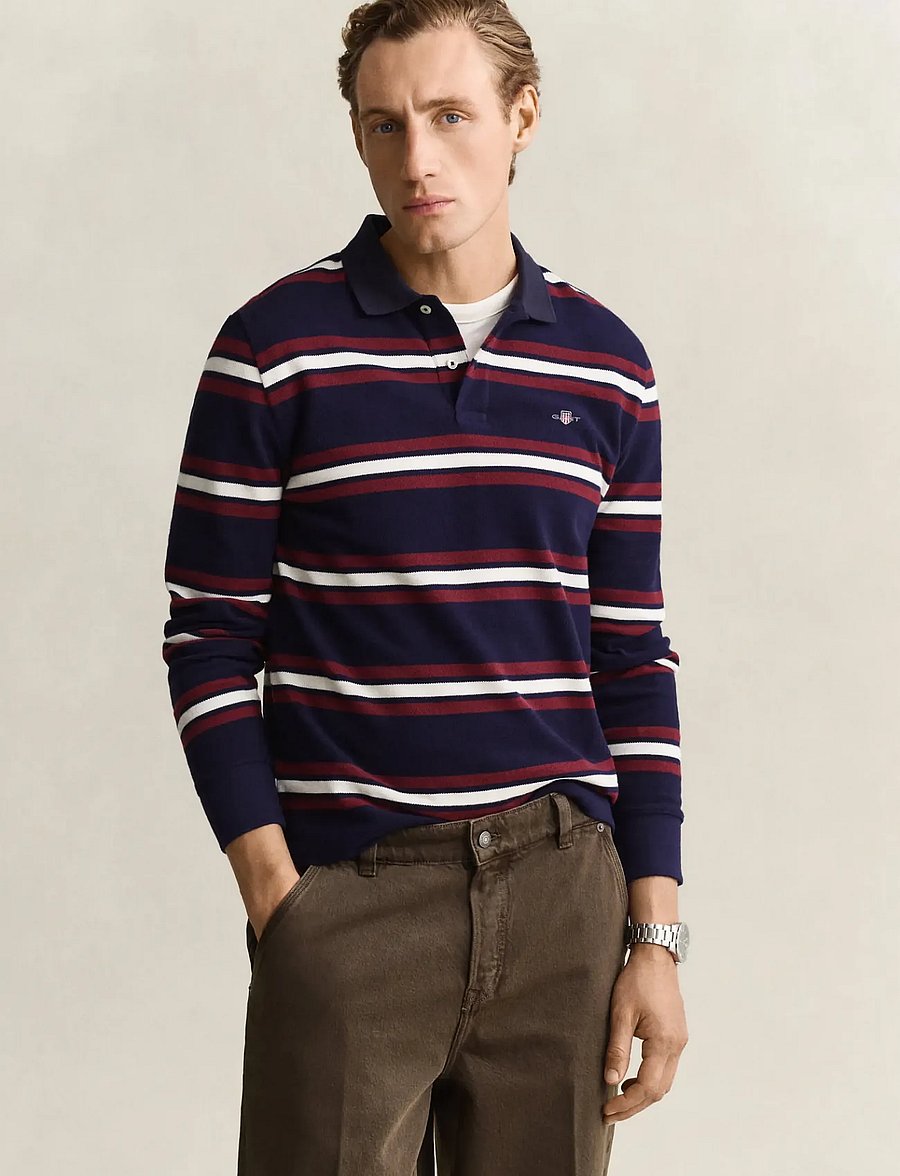 Gant - STRIPED LS POLO - langärmelig - classic blue - 0