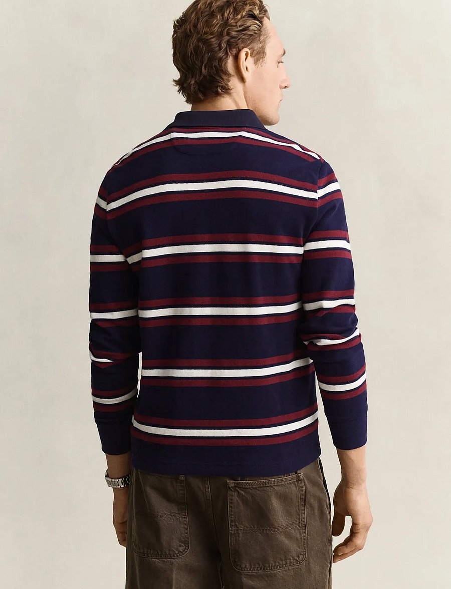 Gant - STRIPED LS POLO - langärmelig - classic blue - 2