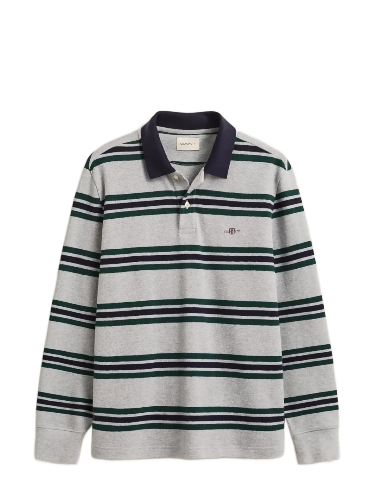 Gant STRIPED LS POLO - Langärmelig - GREY MELANGE / grey
