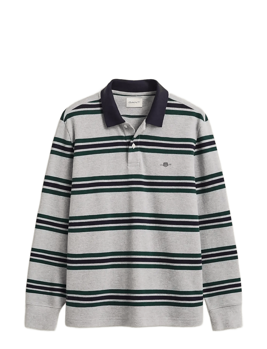 Gant - STRIPED LS POLO - langärmelig - grey melange - 1