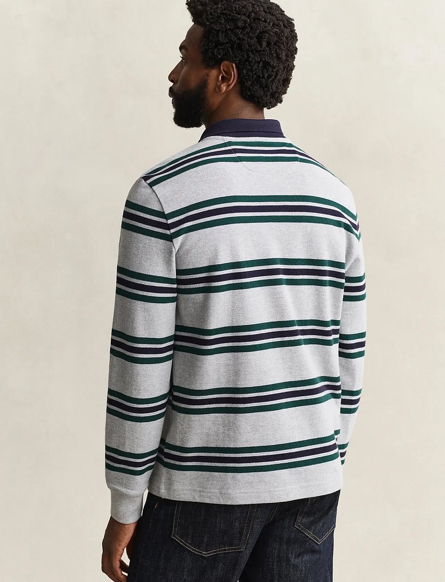 Gant - STRIPED LS POLO - langärmelig - grey melange - 2